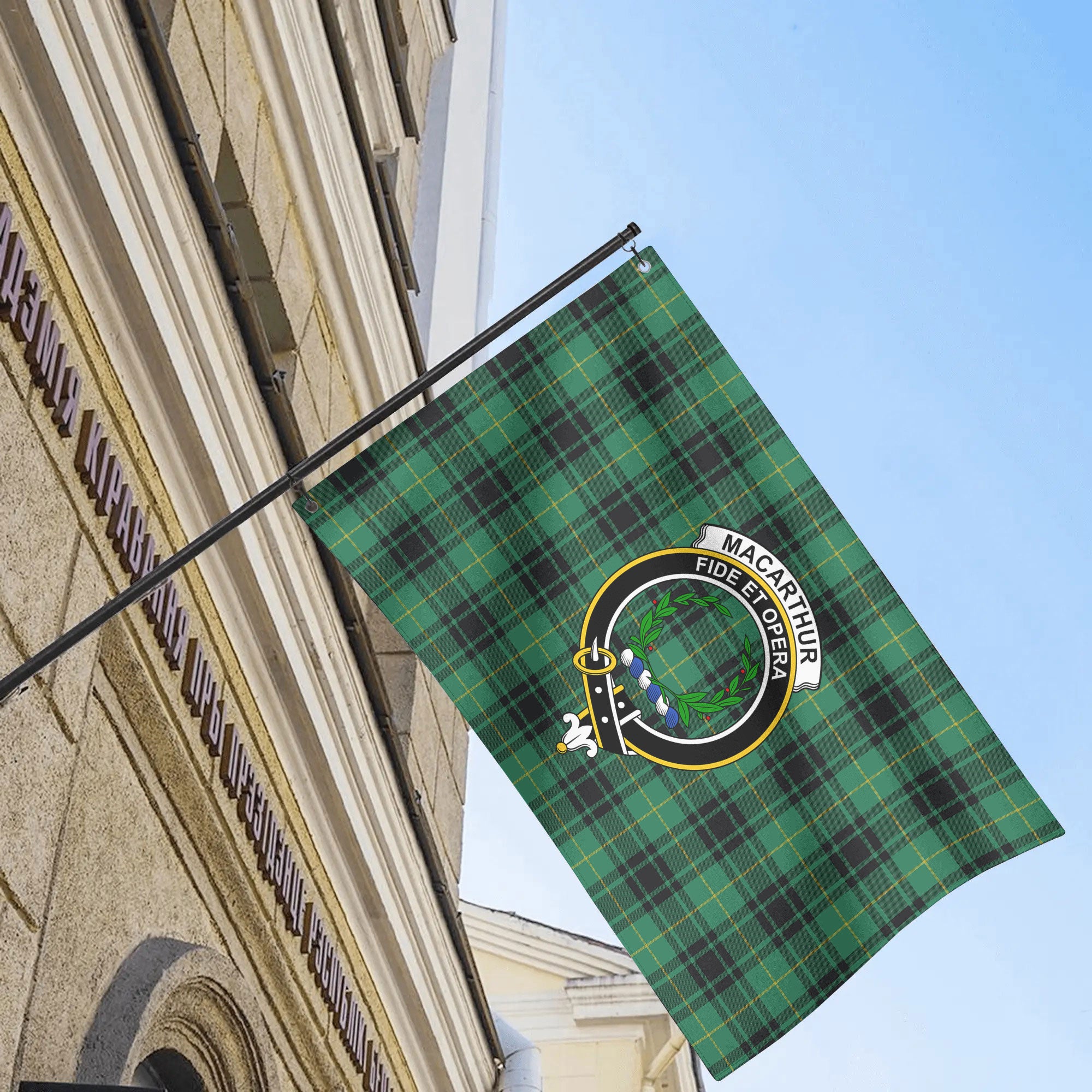 MacArthur Ancient Tartan Crest House Flag