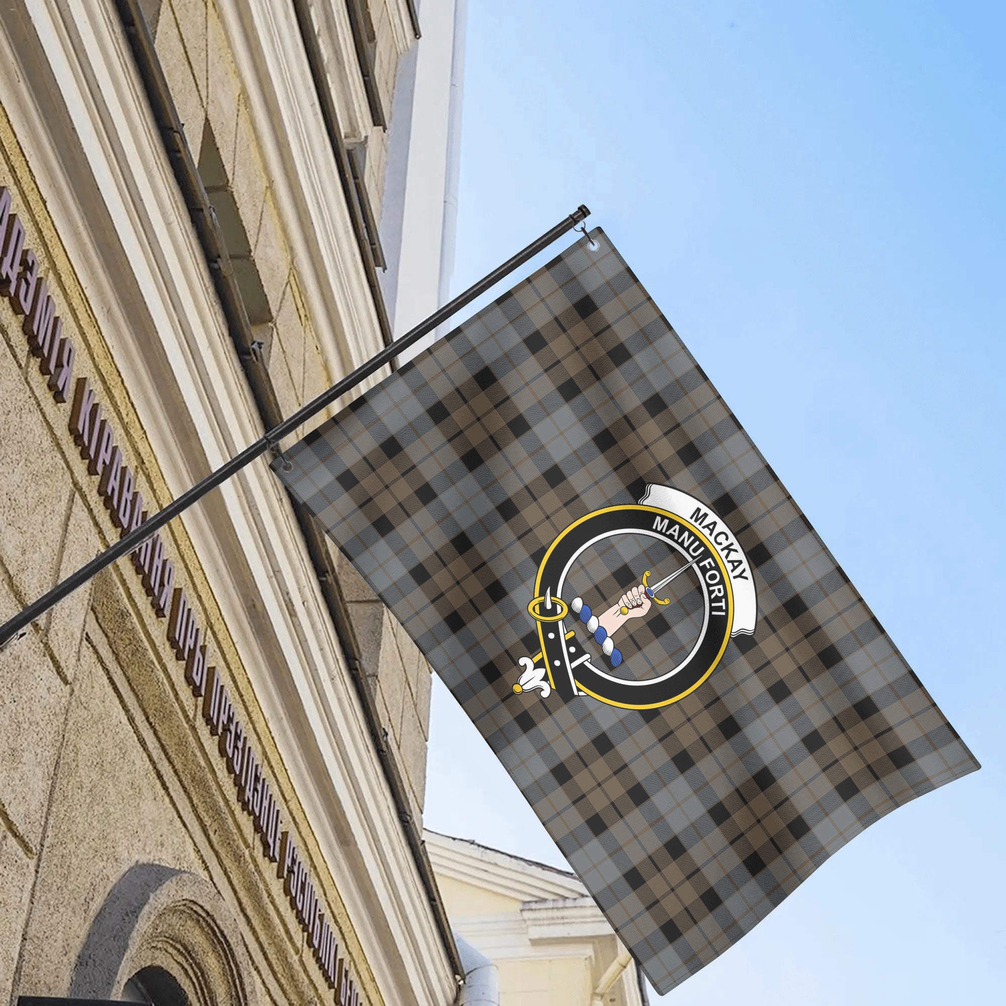 MacKay Weathered Tartan Crest House Flag