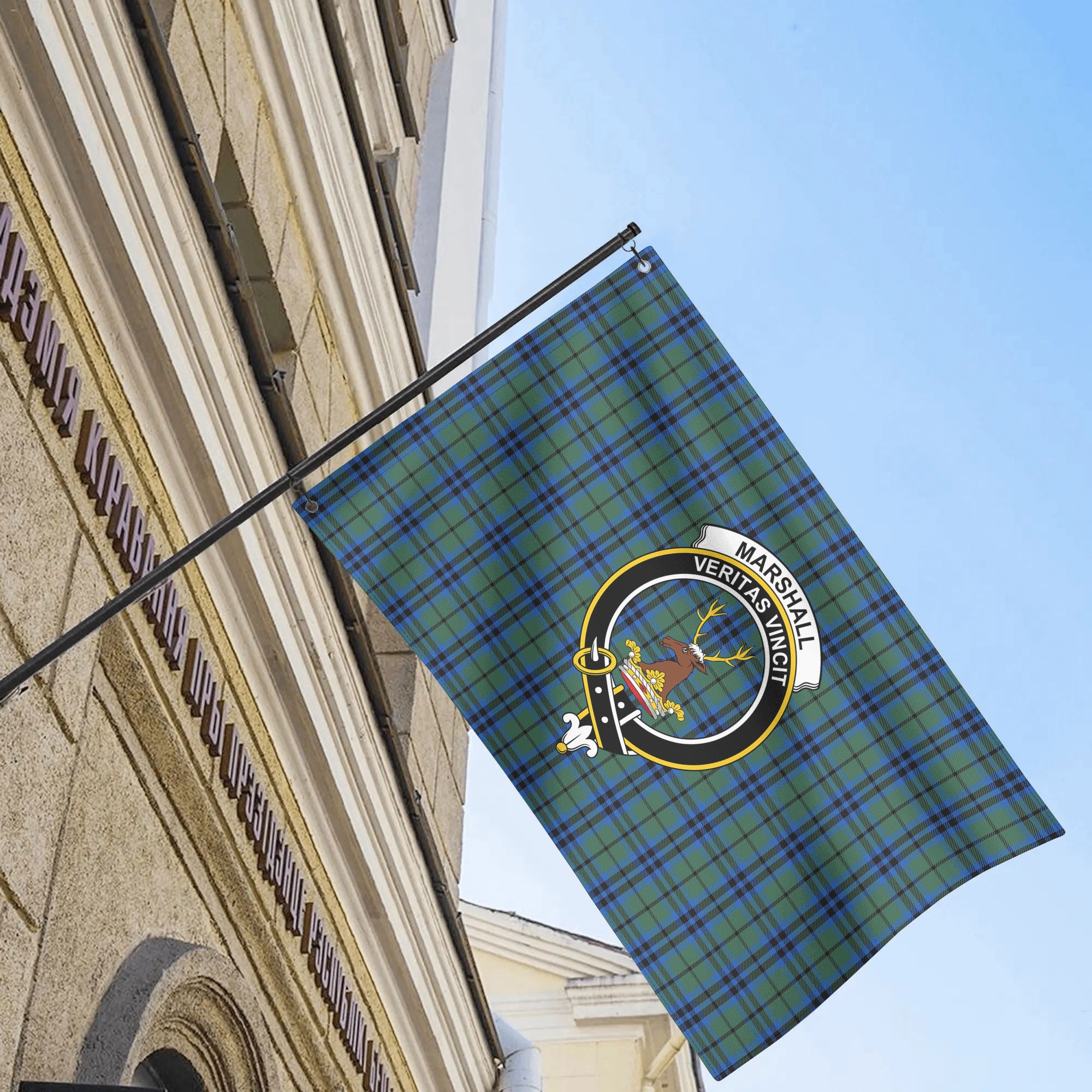 Marshall Tartan Crest House Flag