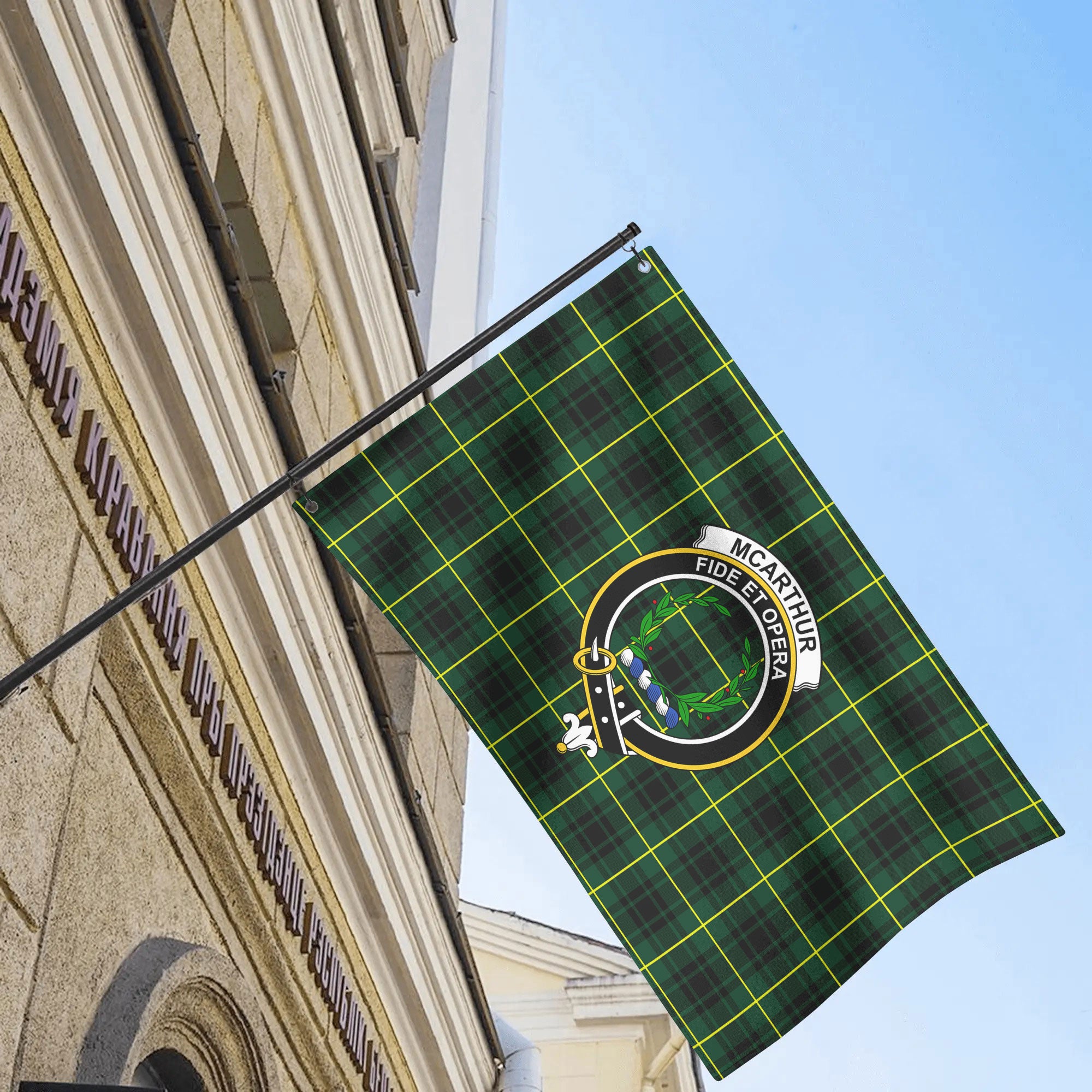 McArthur Modern Tartan Crest House Flag