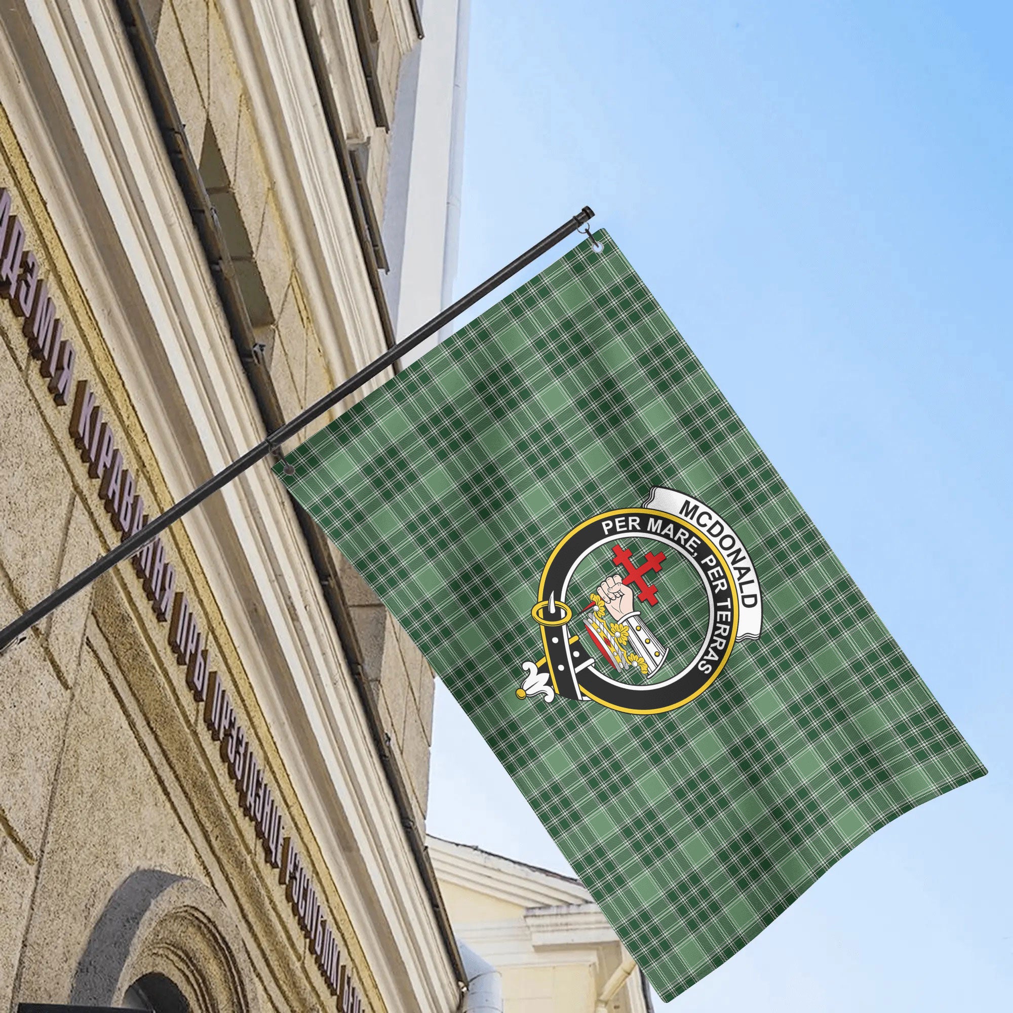 McDonald Lord of the Isles Hunting Tartan Crest House Flag