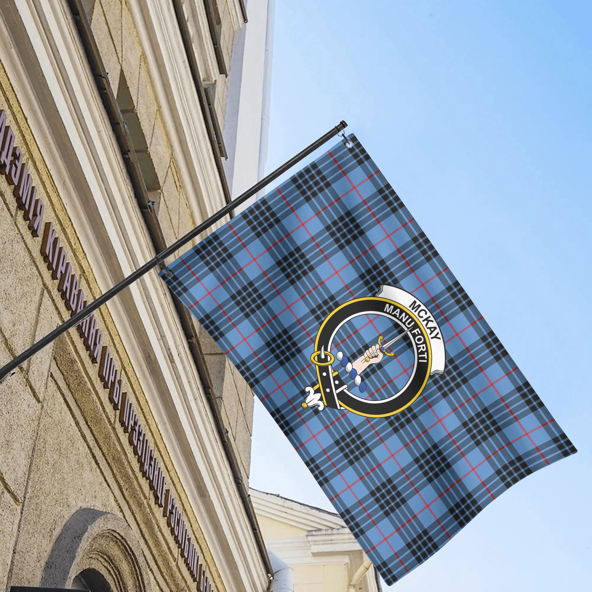 McKay Blue Tartan Crest House Flag