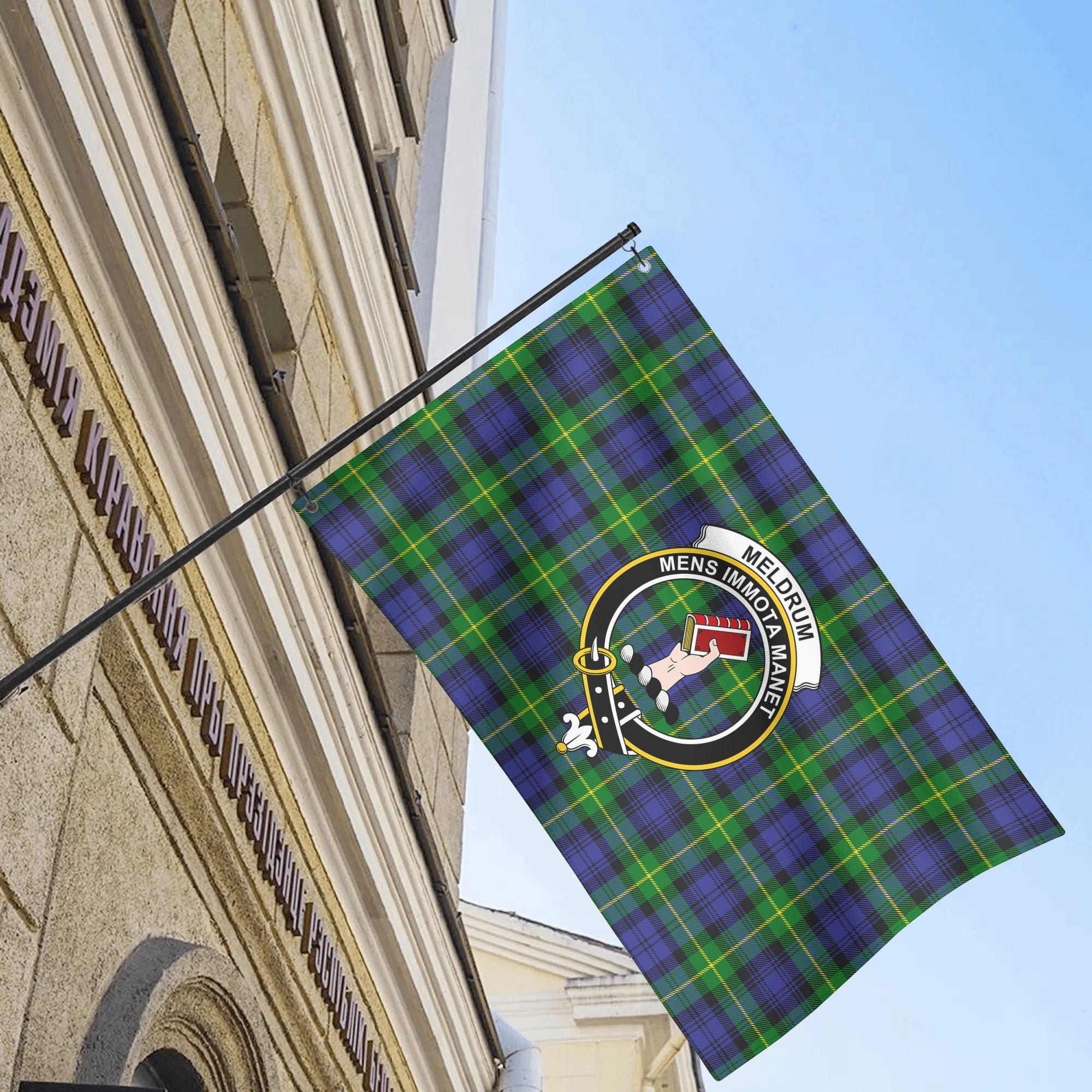 Meldrum Tartan Crest House Flag