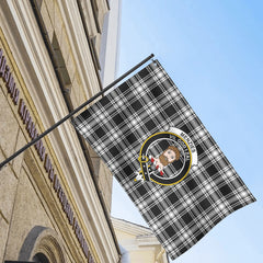 Menzies Black - White Modern Tartan Crest House Flag