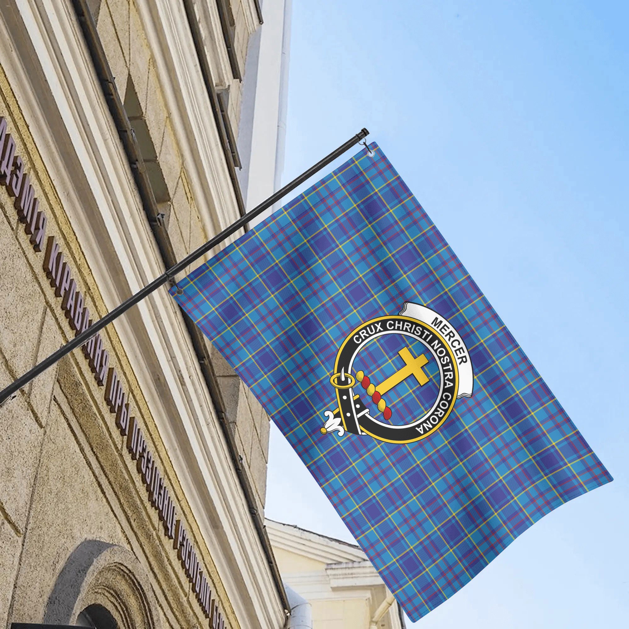 Mercer Modern Tartan Crest House Flag