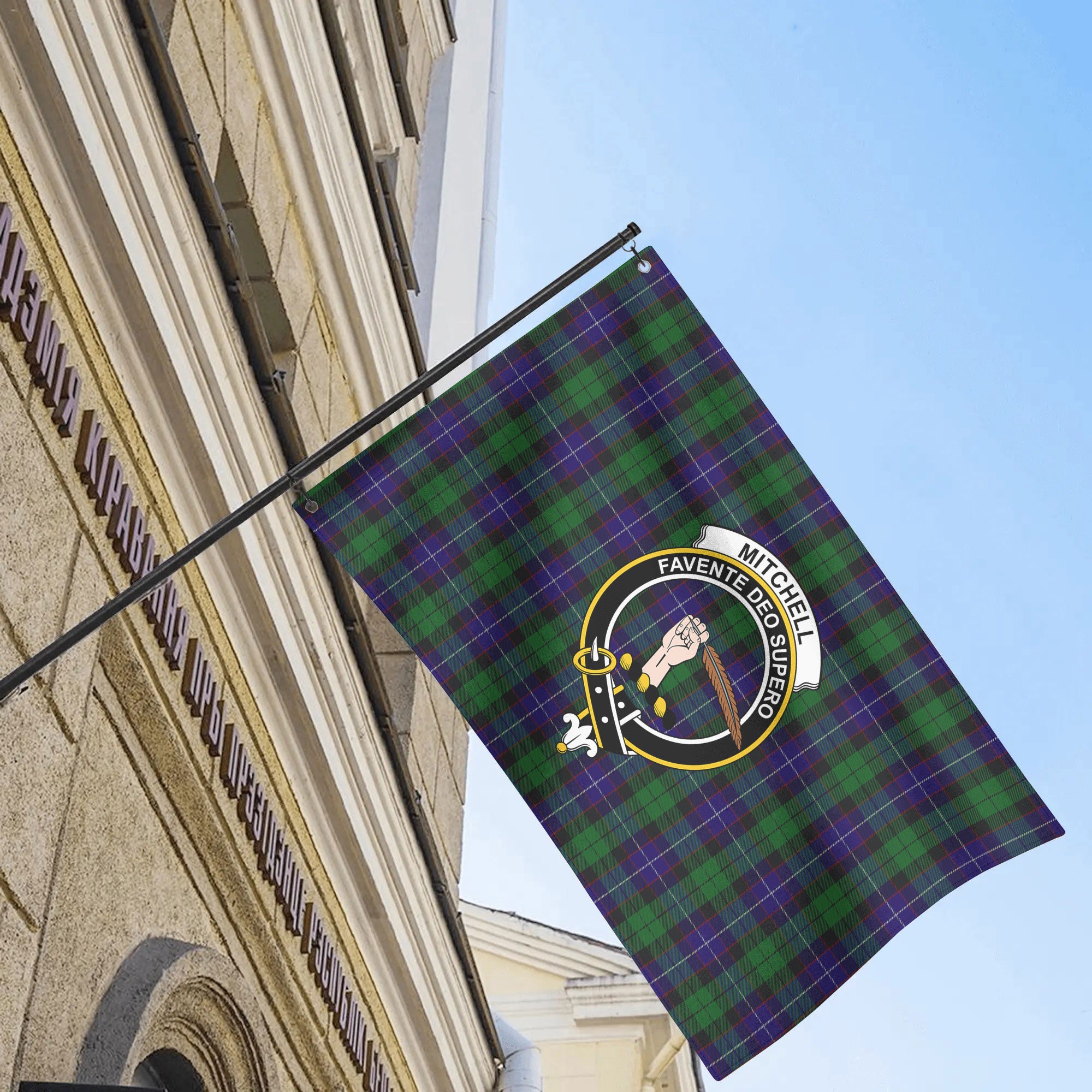 Mitchell Tartan Crest House Flag