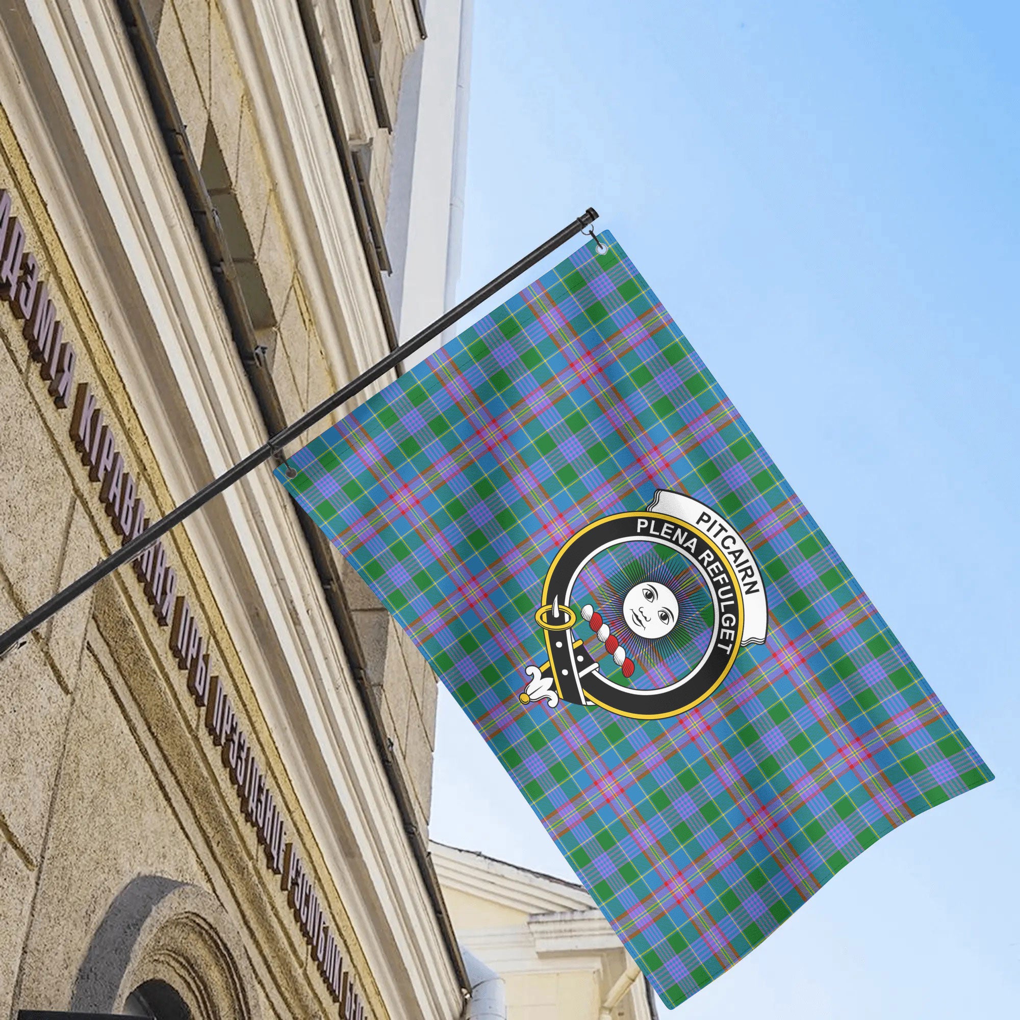 Pitcairn Hunting Tartan Crest House Flag