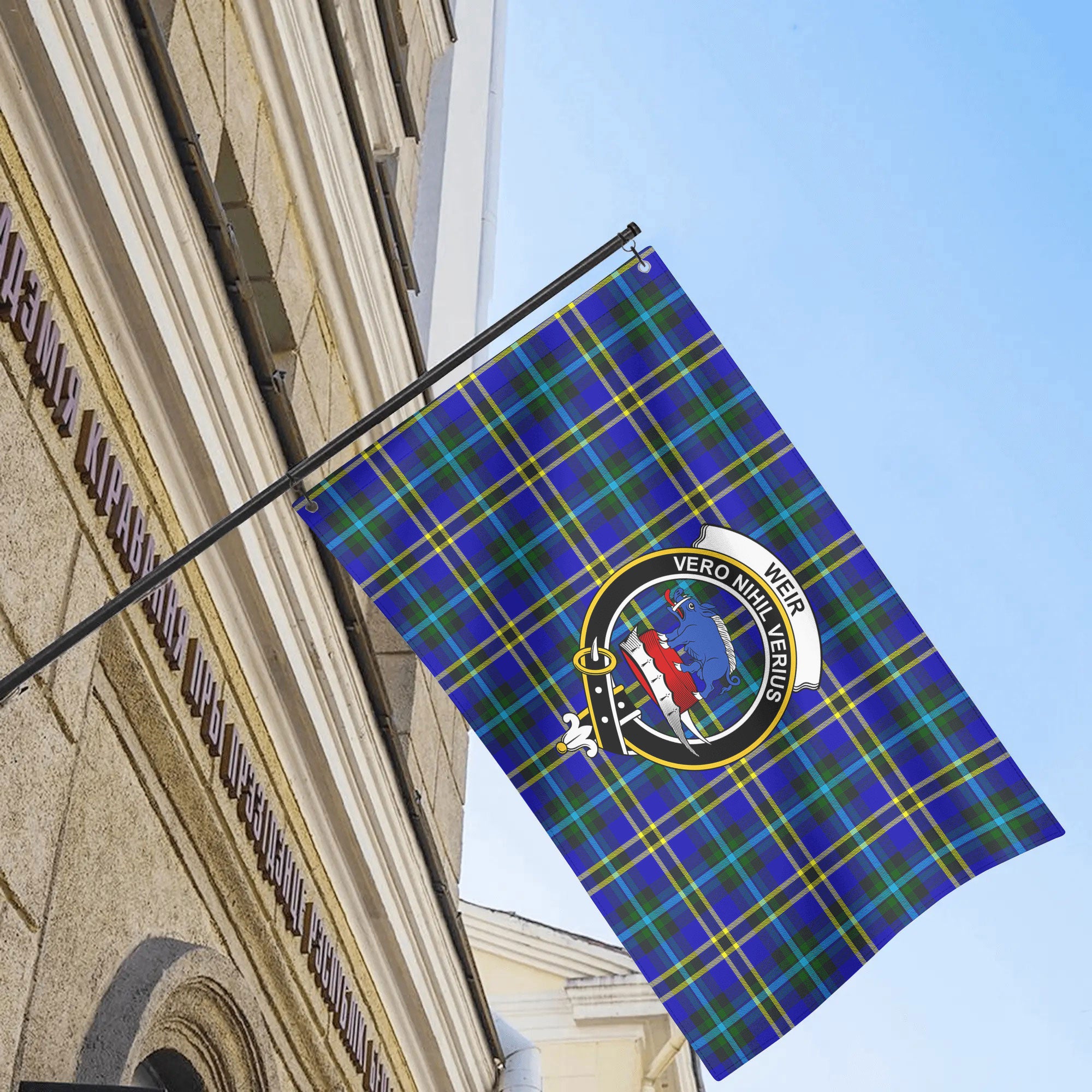 Weir Modern Tartan Crest House Flag