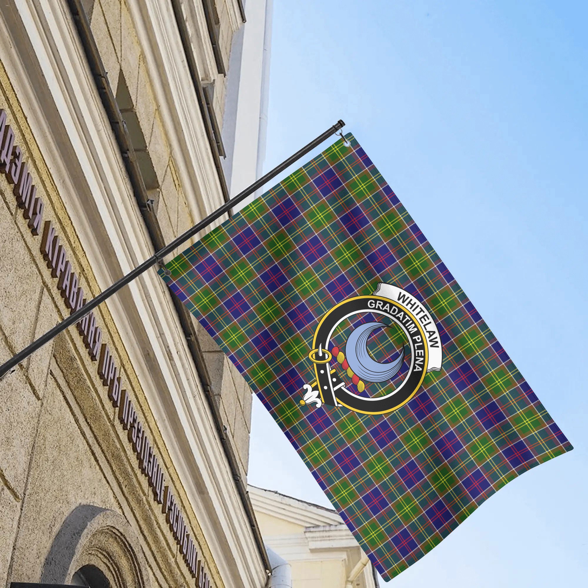 Whitelaw Tartan Crest House Flag