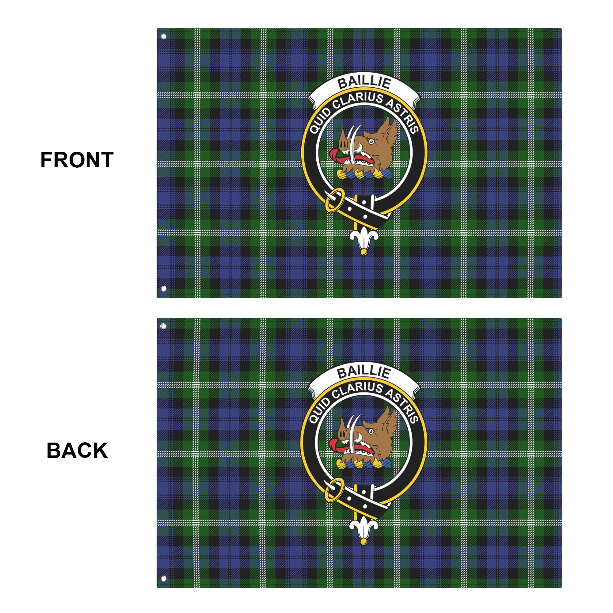 Baillie Modern Tartan Crest House Flag