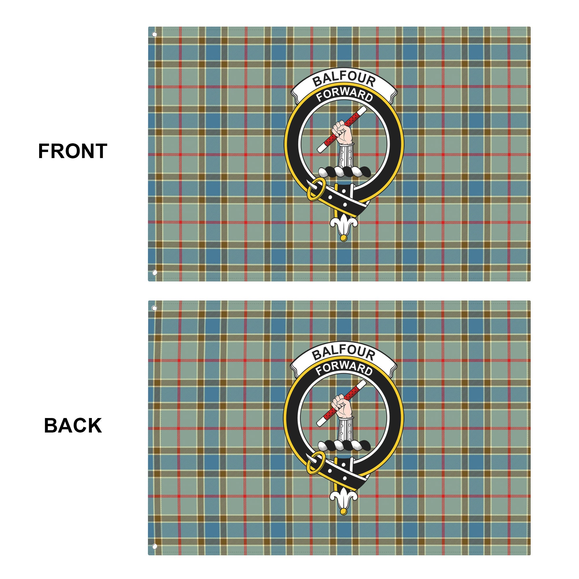 Balfour Blue Tartan Crest House Flag