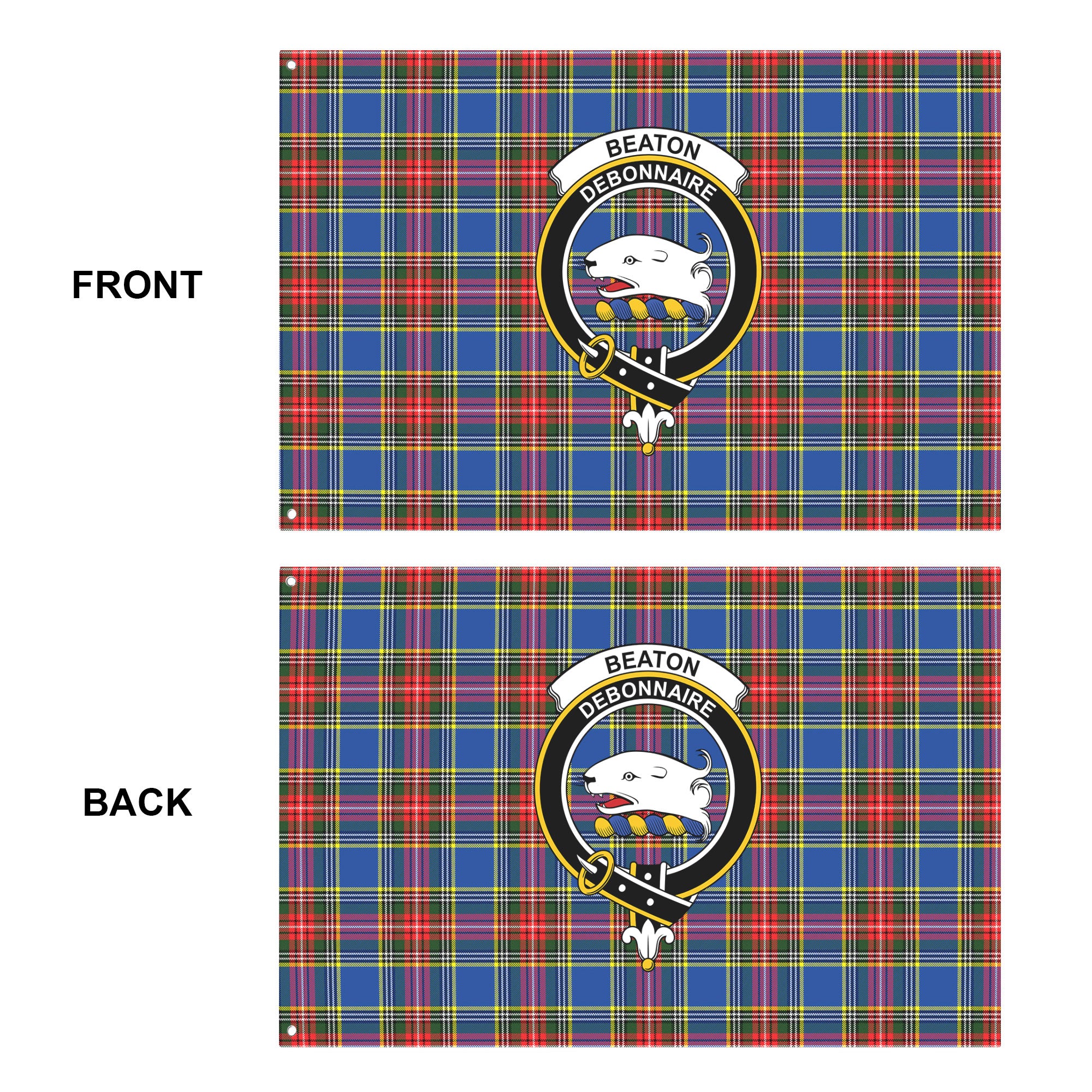Beaton Modern Tartan Crest House Flag