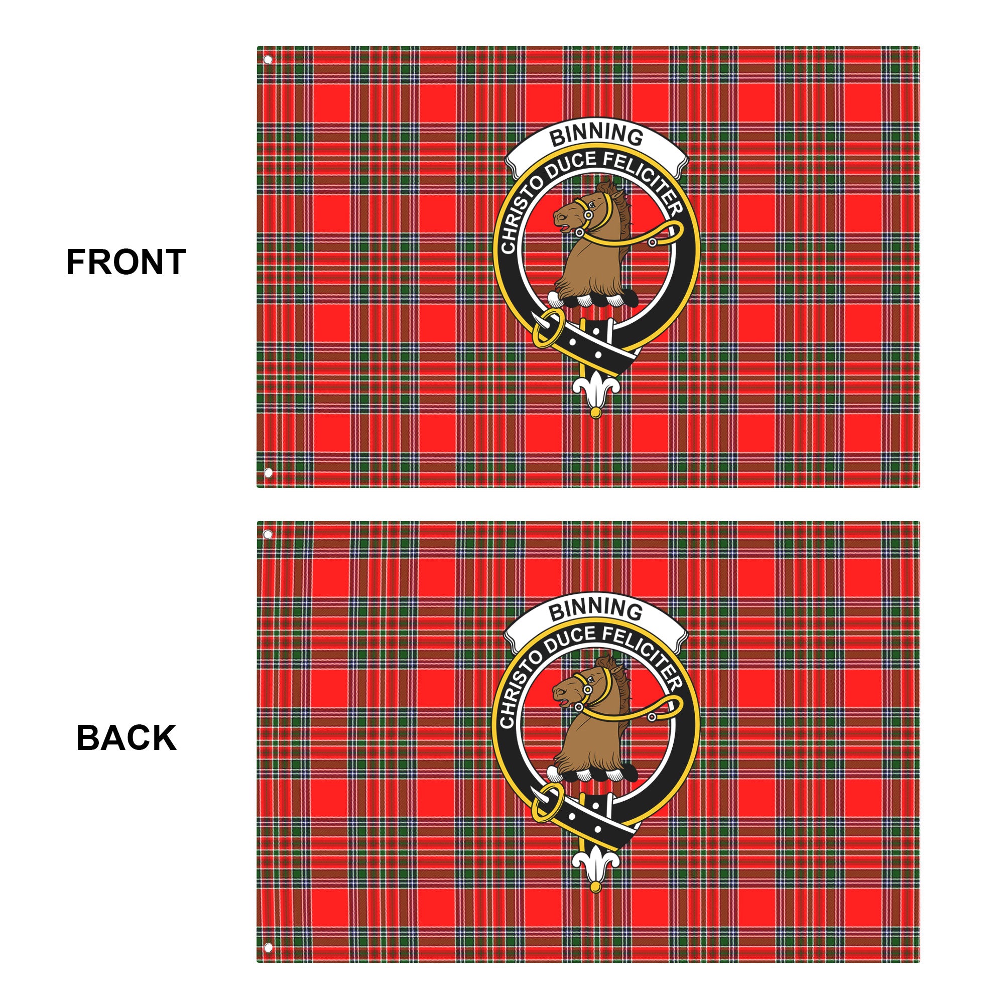 Binning (of Wallifoord) Tartan Crest House Flag