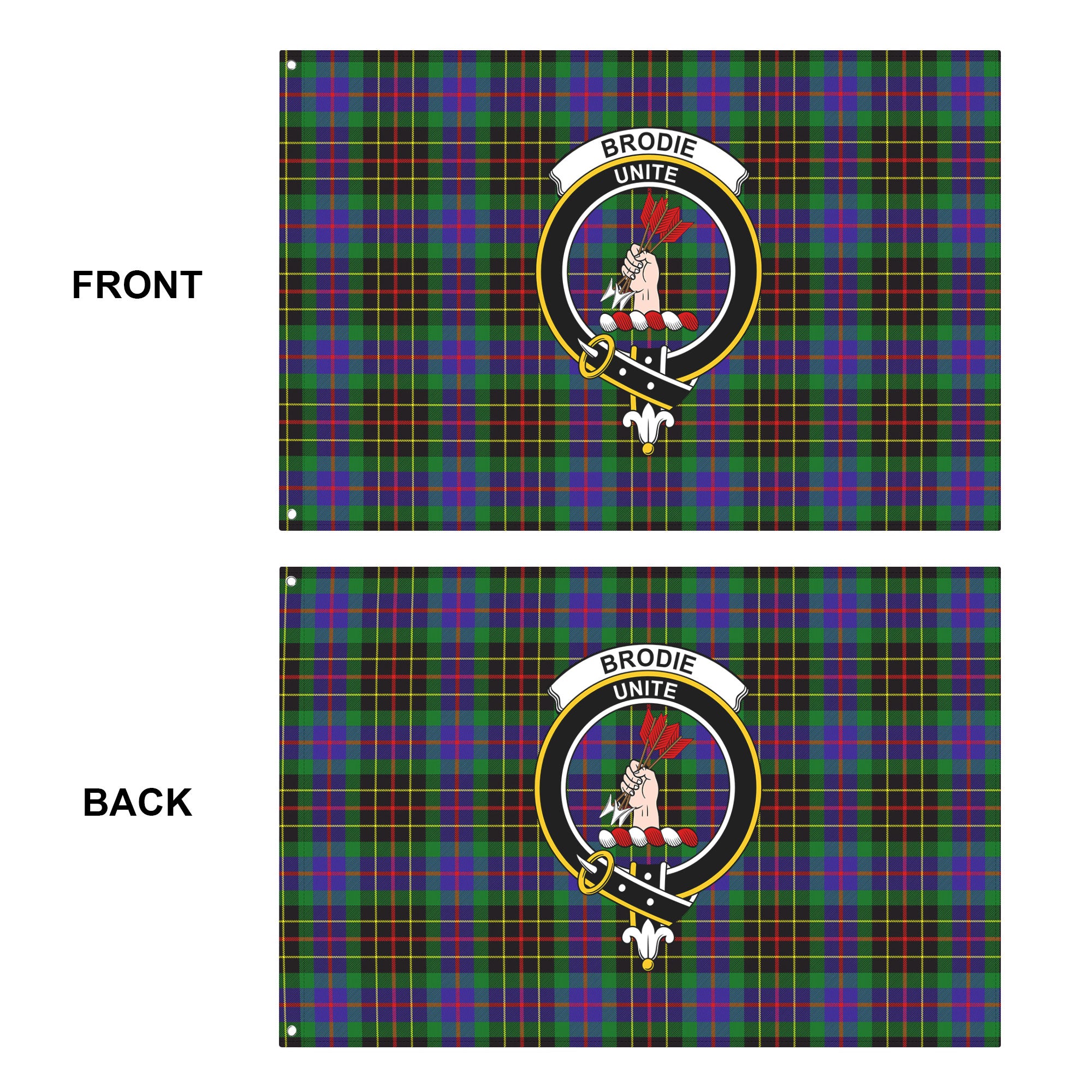 Brodie Hunting Modern Tartan Crest House Flag