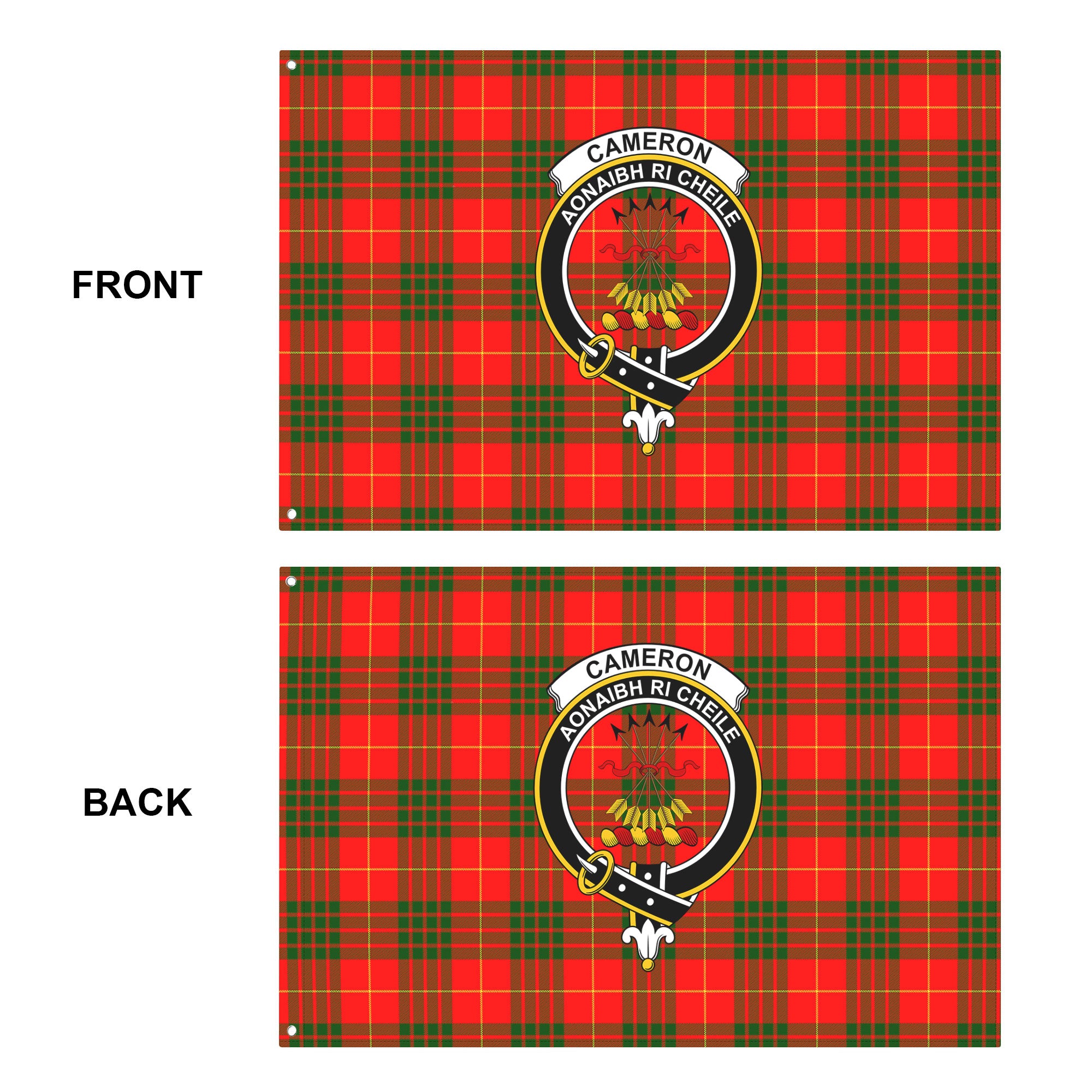 Cameron Modern Tartan Crest House Flag