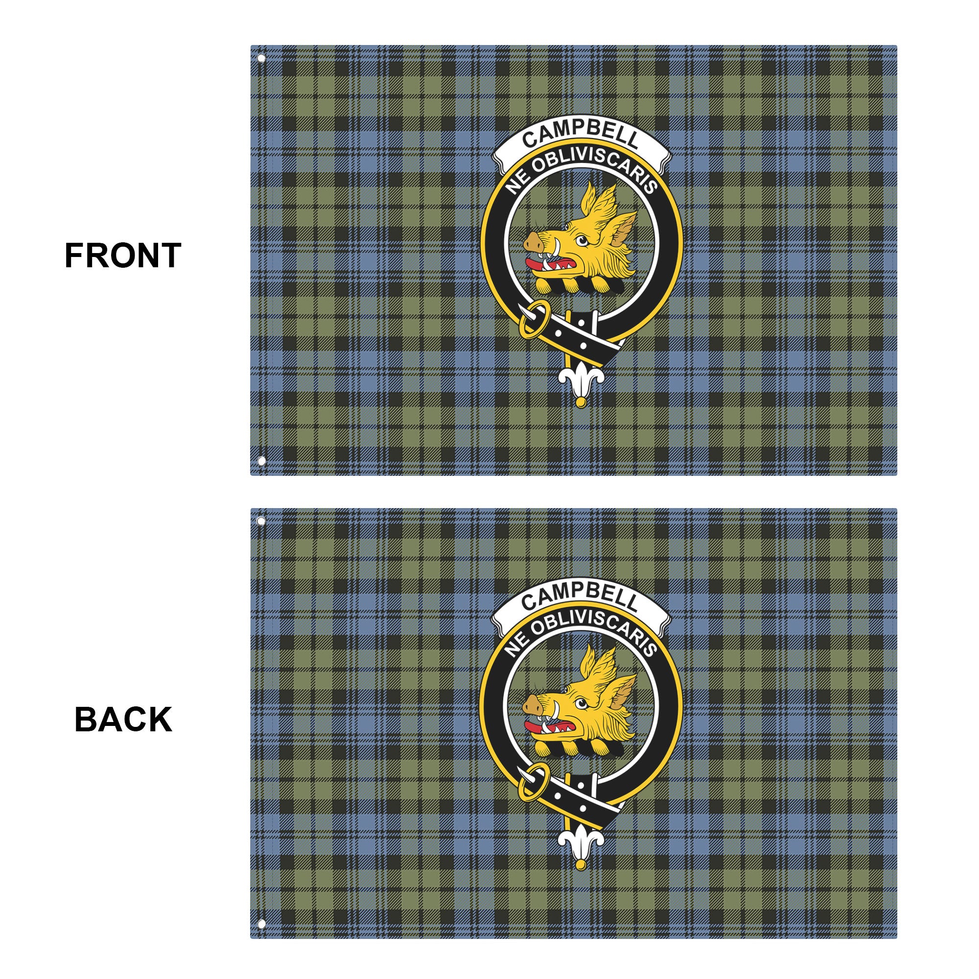 Campbell Faded Tartan Crest House Flag
