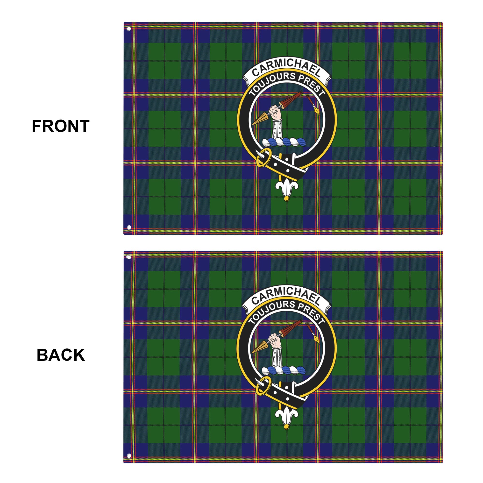 Carmichael Modern Tartan Crest House Flag