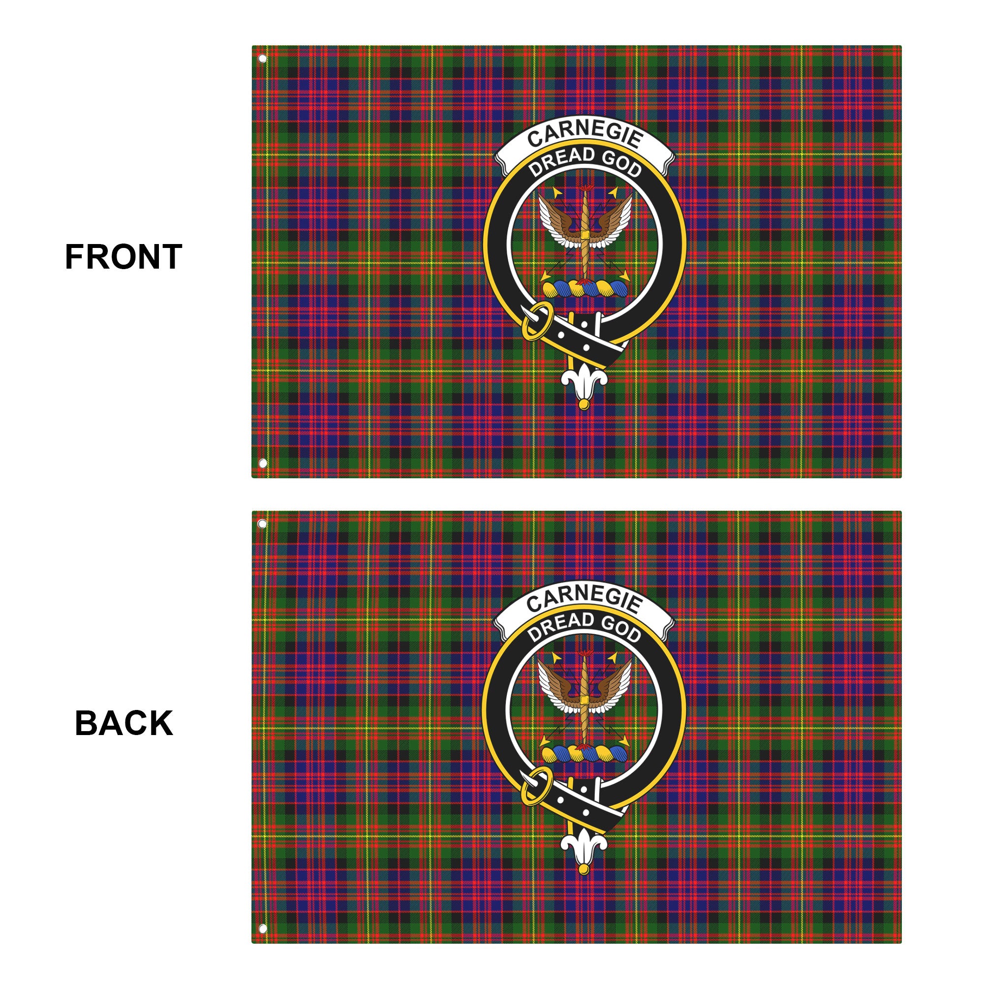 Carnegie Modern Tartan Crest House Flag