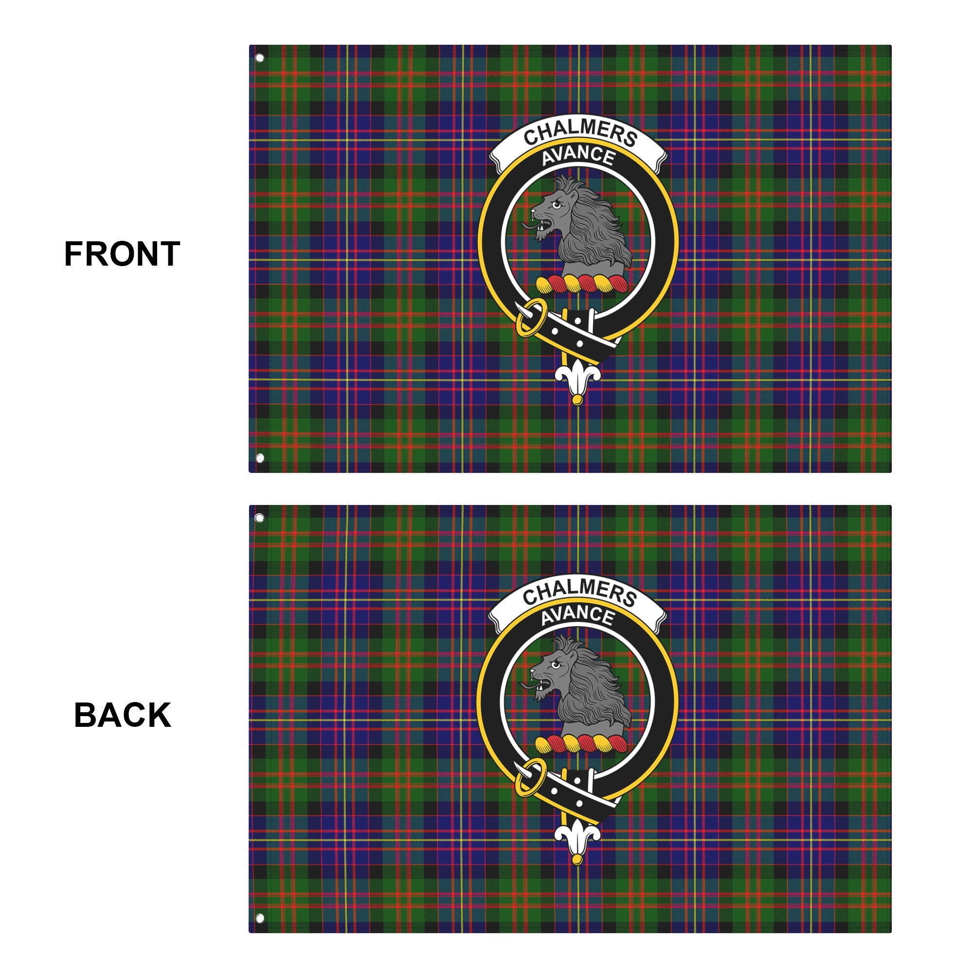 Chalmers Tartan Crest House Flag