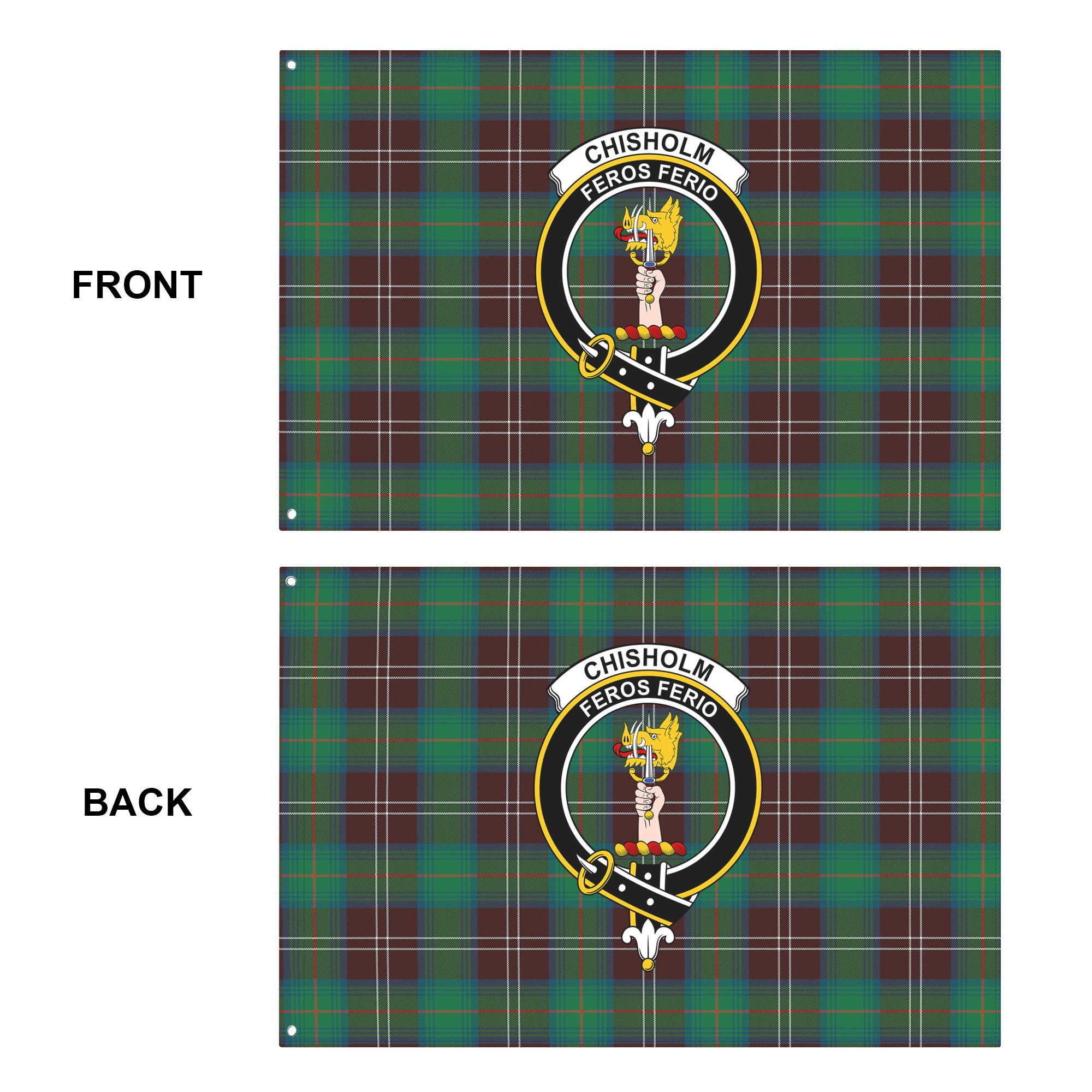 Chisholm Hunting Ancient Tartan Crest House Flag