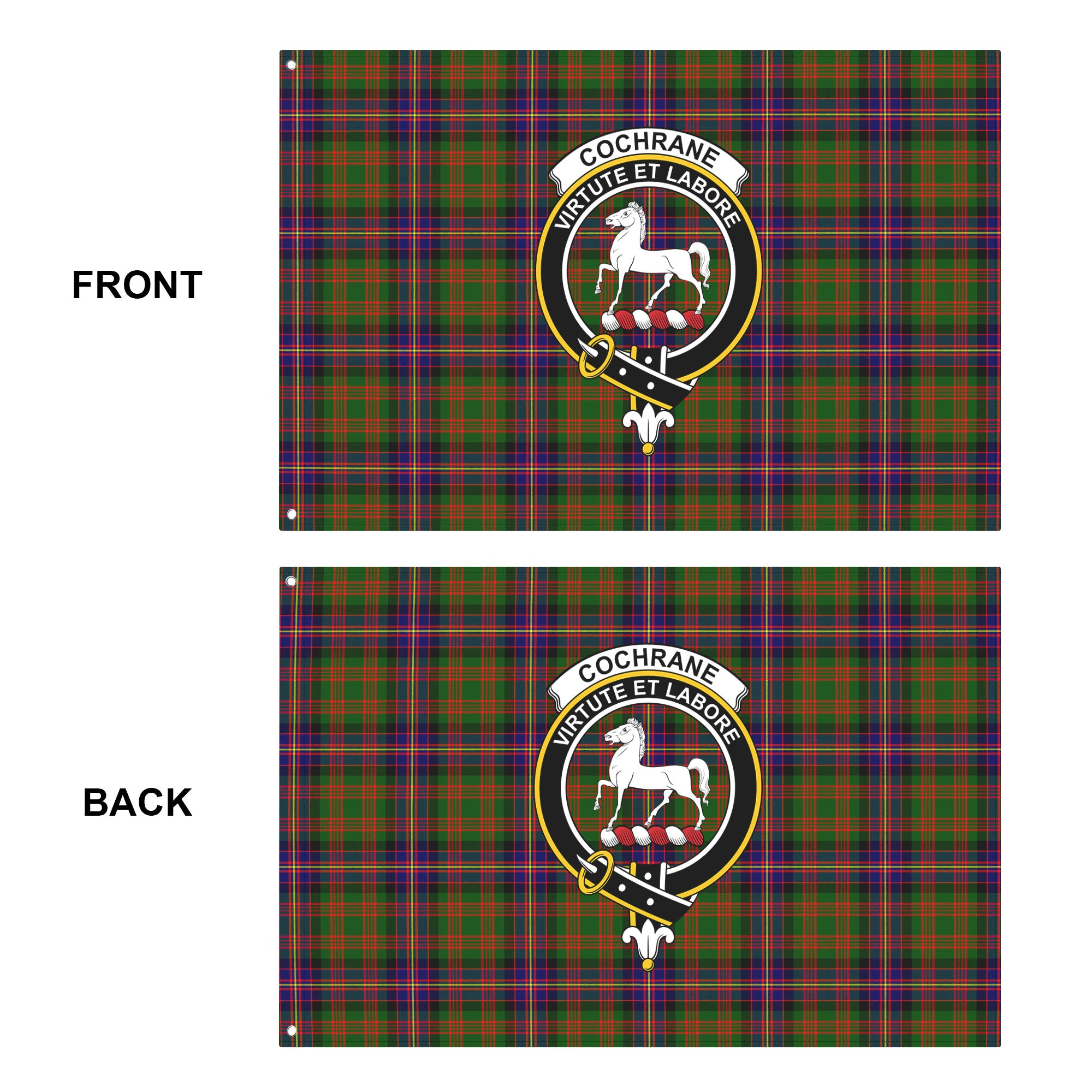Cochrane Modern Tartan Crest House Flag