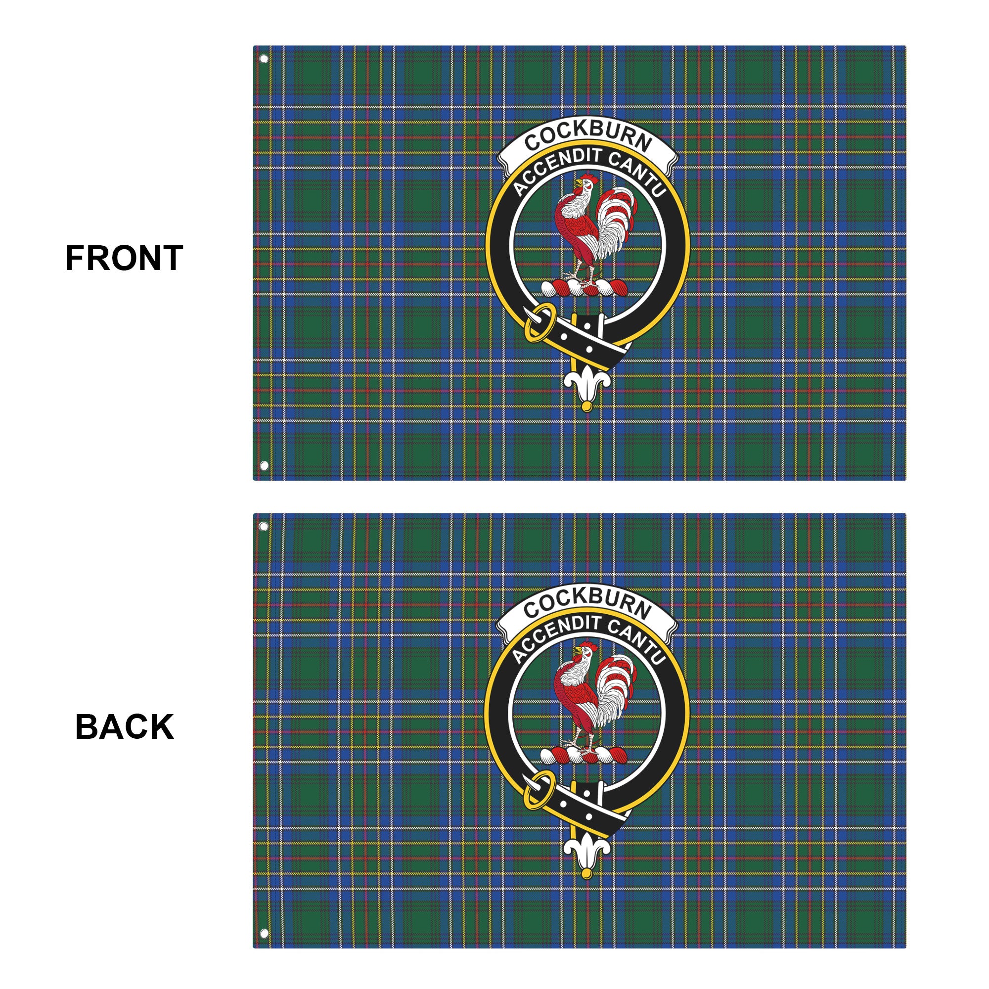 Cockburn Ancient Tartan Crest House Flag