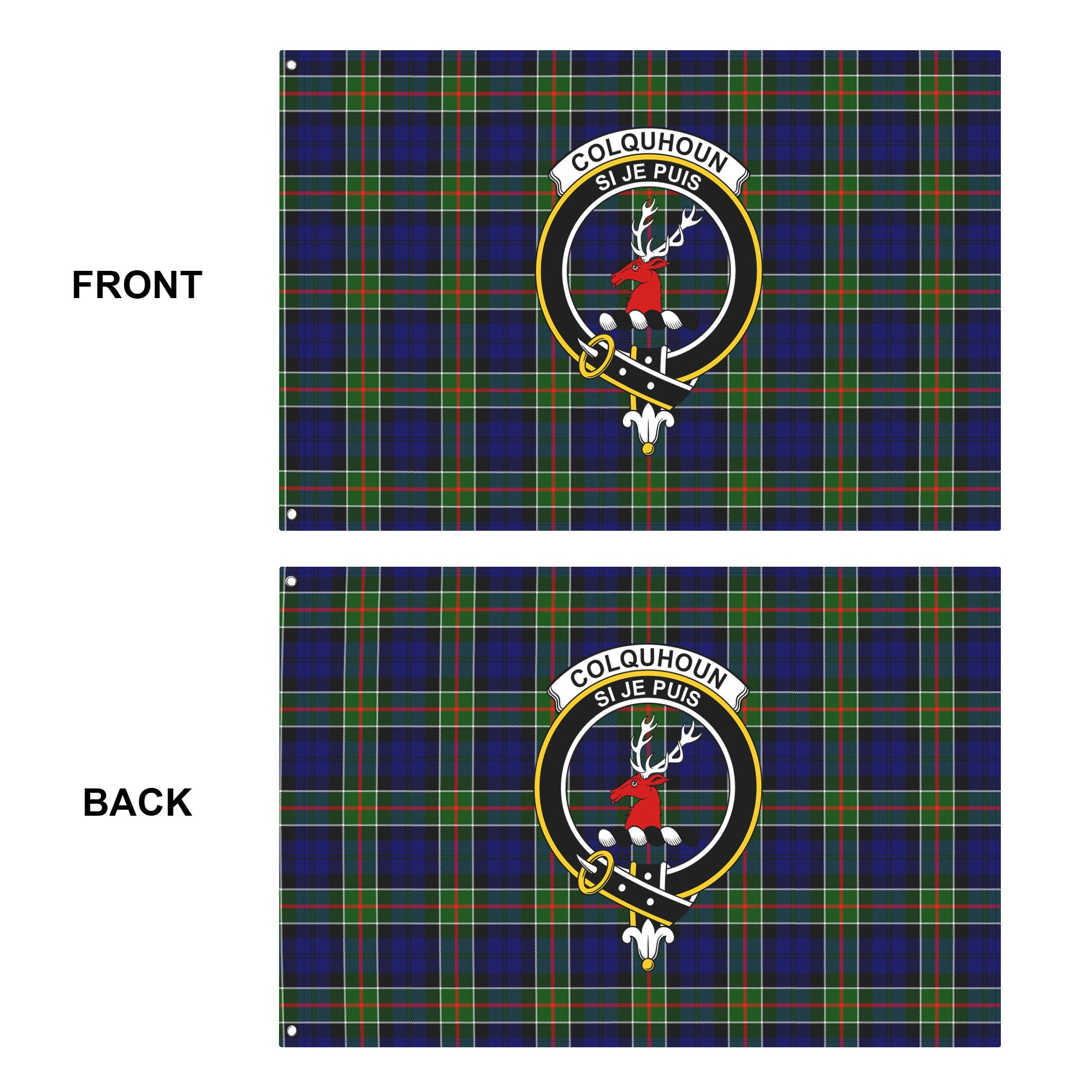 Colquhoun Modern Tartan Crest House Flag