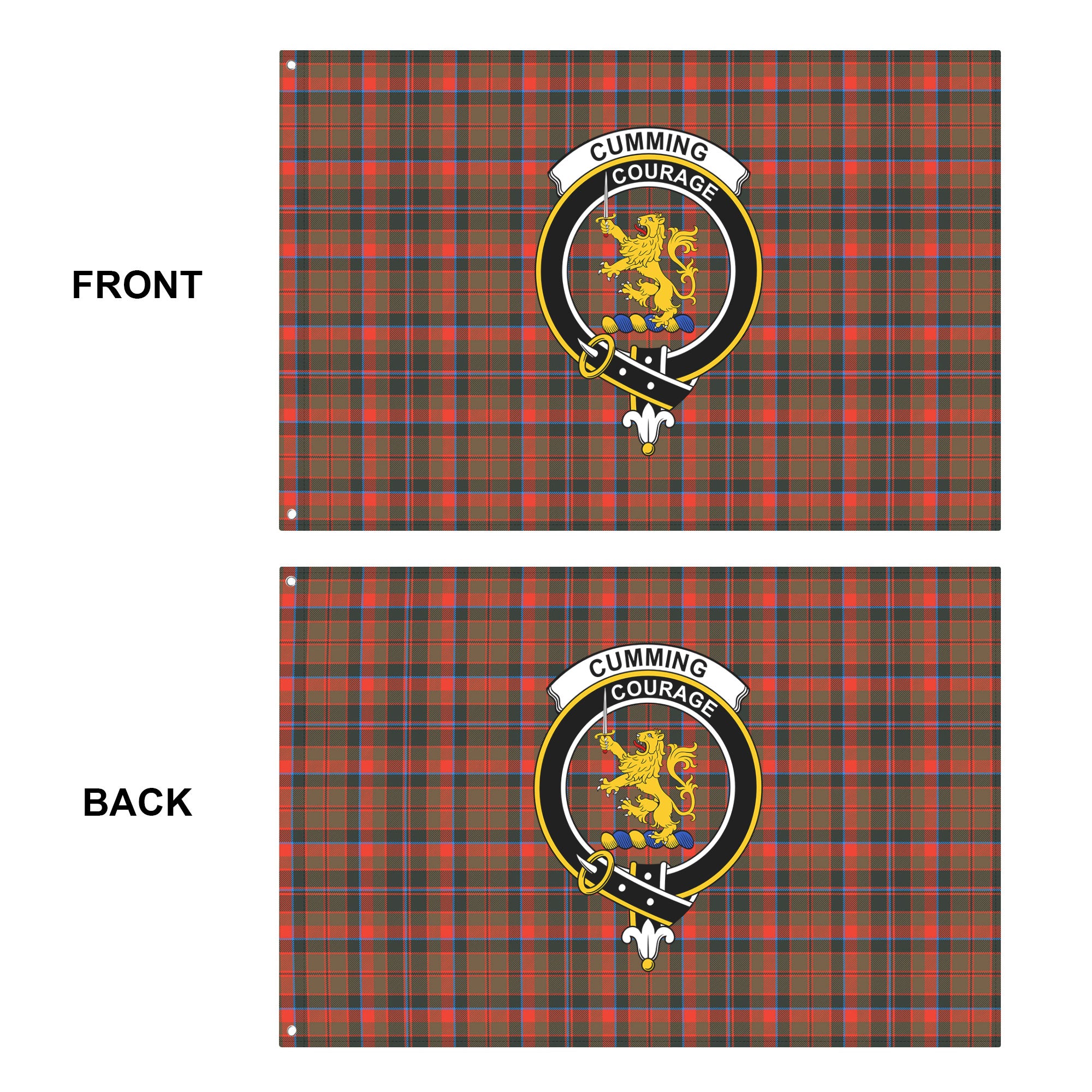 Cumming Hunting Weathered Tartan Crest House Flag