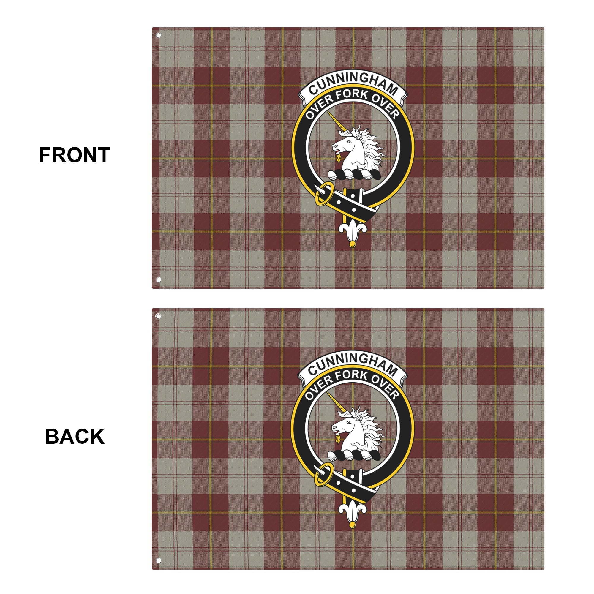 Cunningham Burgundy Dancers Tartan Crest House Flag