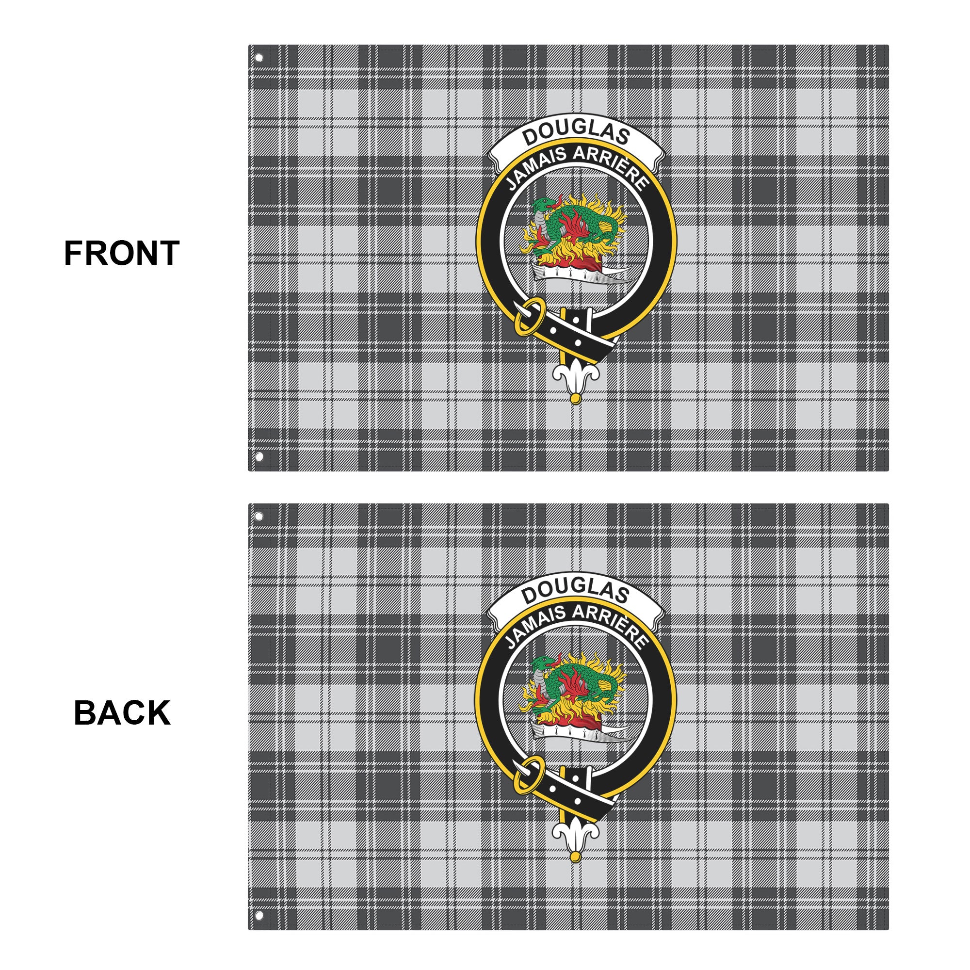 Douglas Grey Modern Tartan Crest House Flag