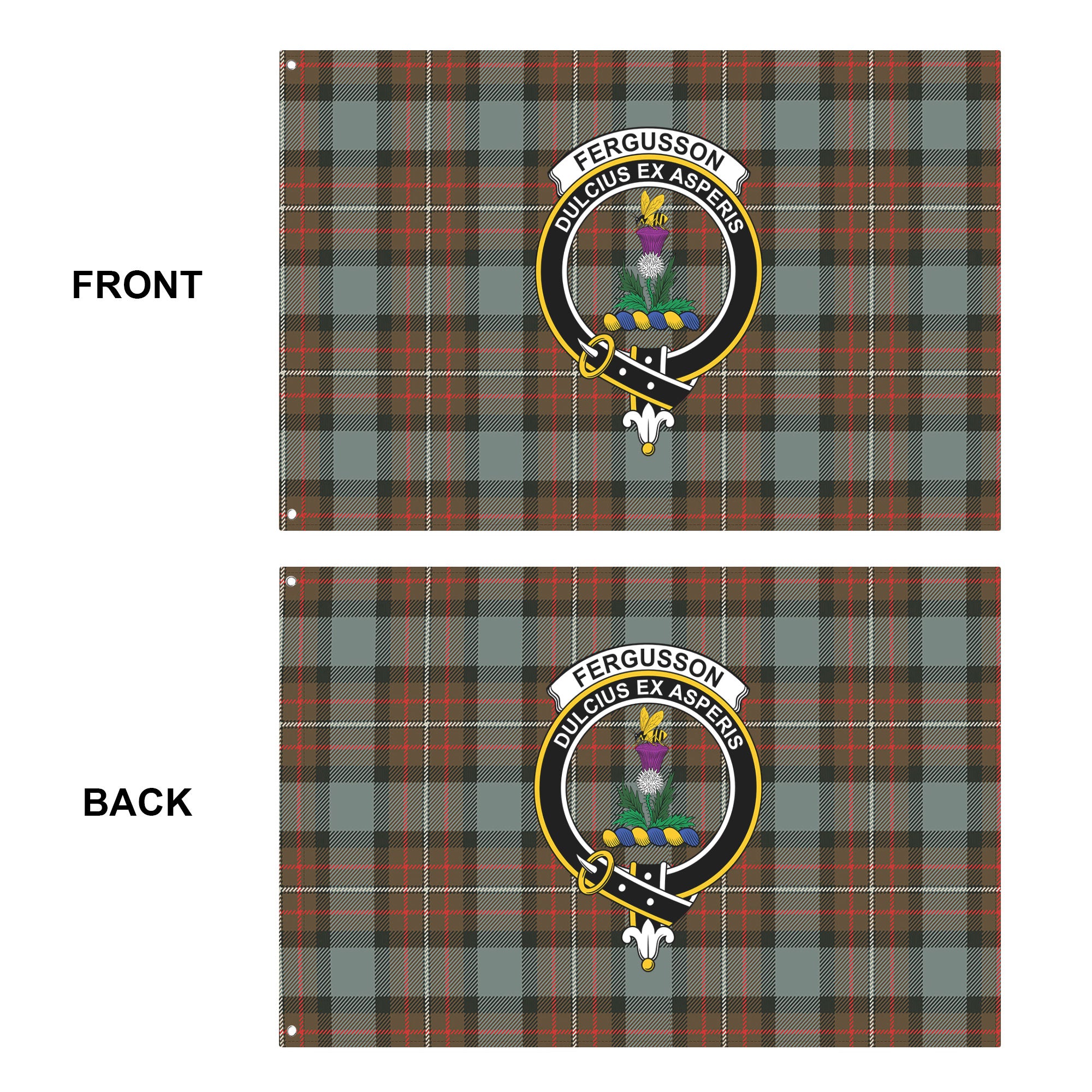 Fergusson Weathered Tartan Crest House Flag