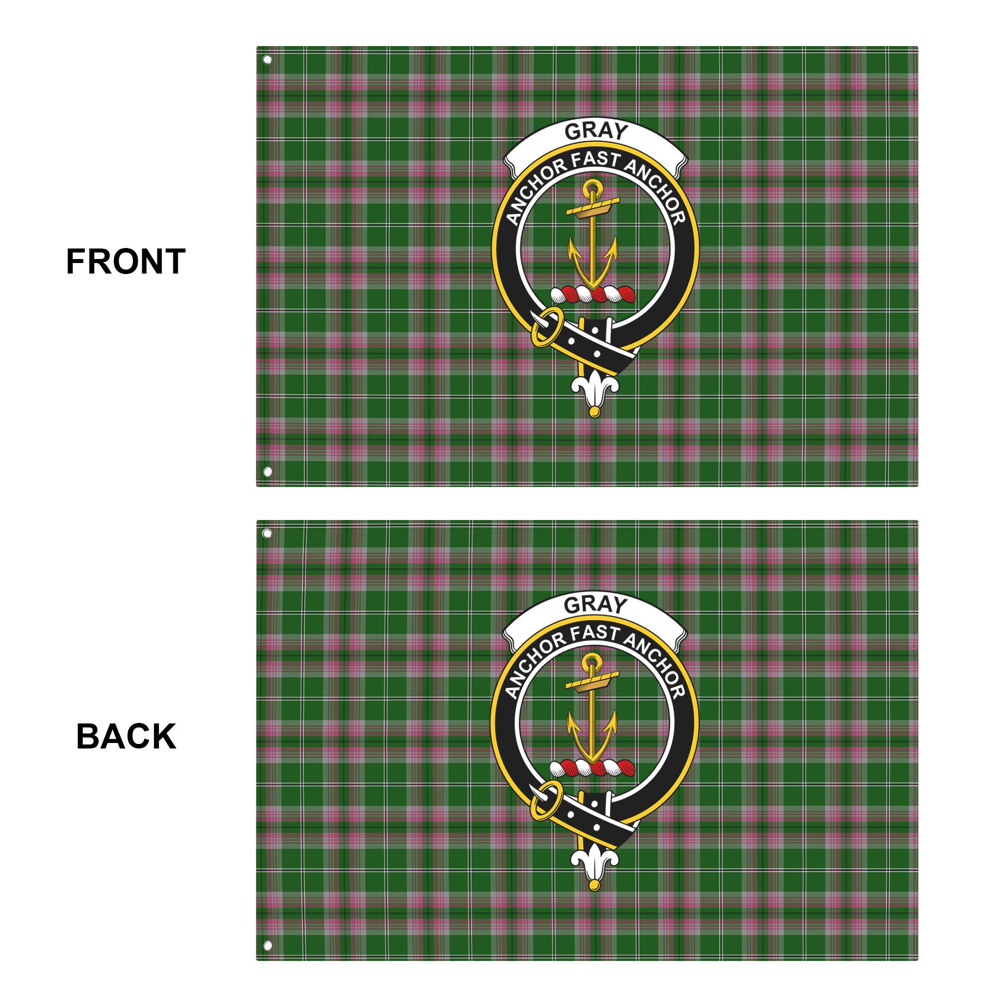 Gray Hunting Tartan Crest House Flag