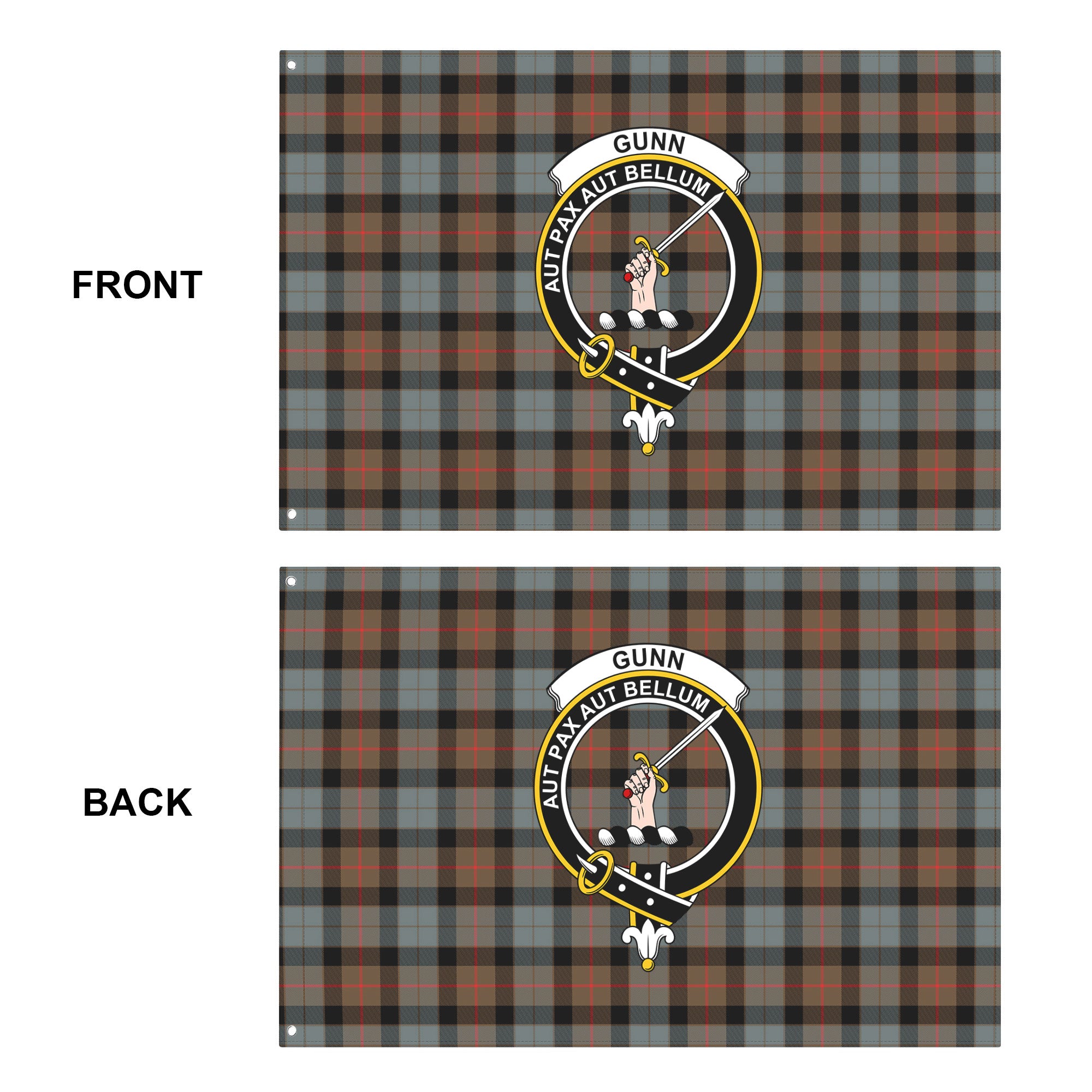 Gunn Weathered Tartan Crest House Flag
