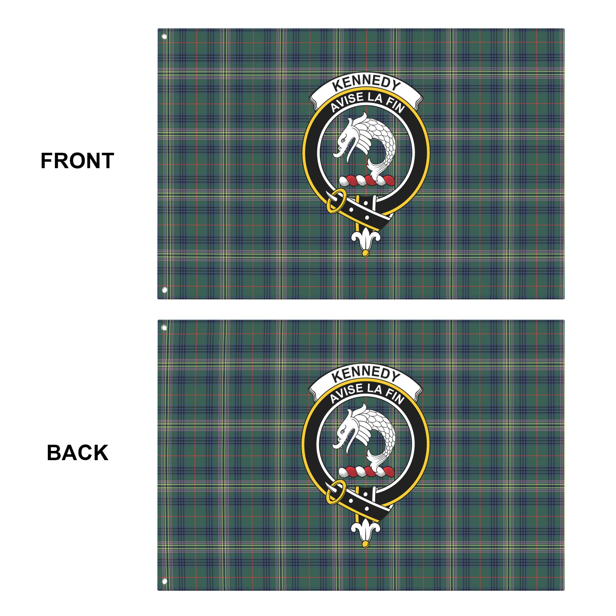 Kennedy Modern Tartan Crest House Flag