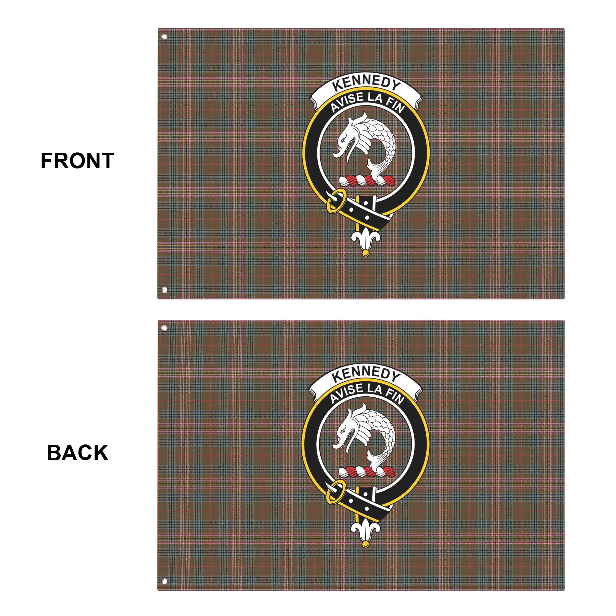 Kennedy Weathered Tartan Crest House Flag