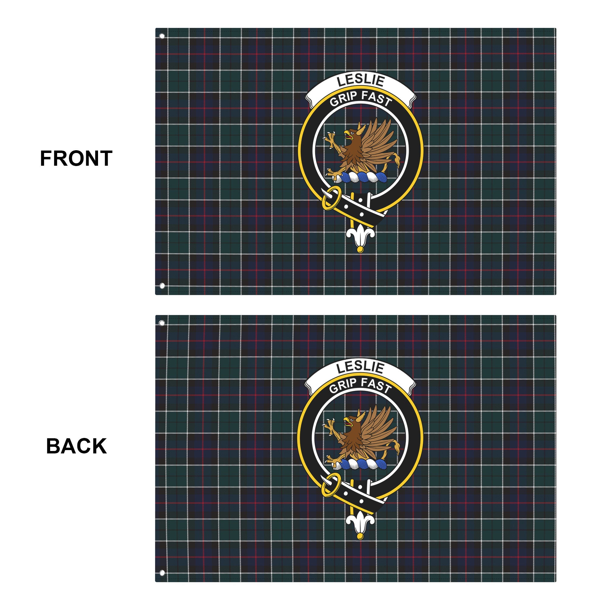 Leslie Hunting Modern Tartan Crest House Flag