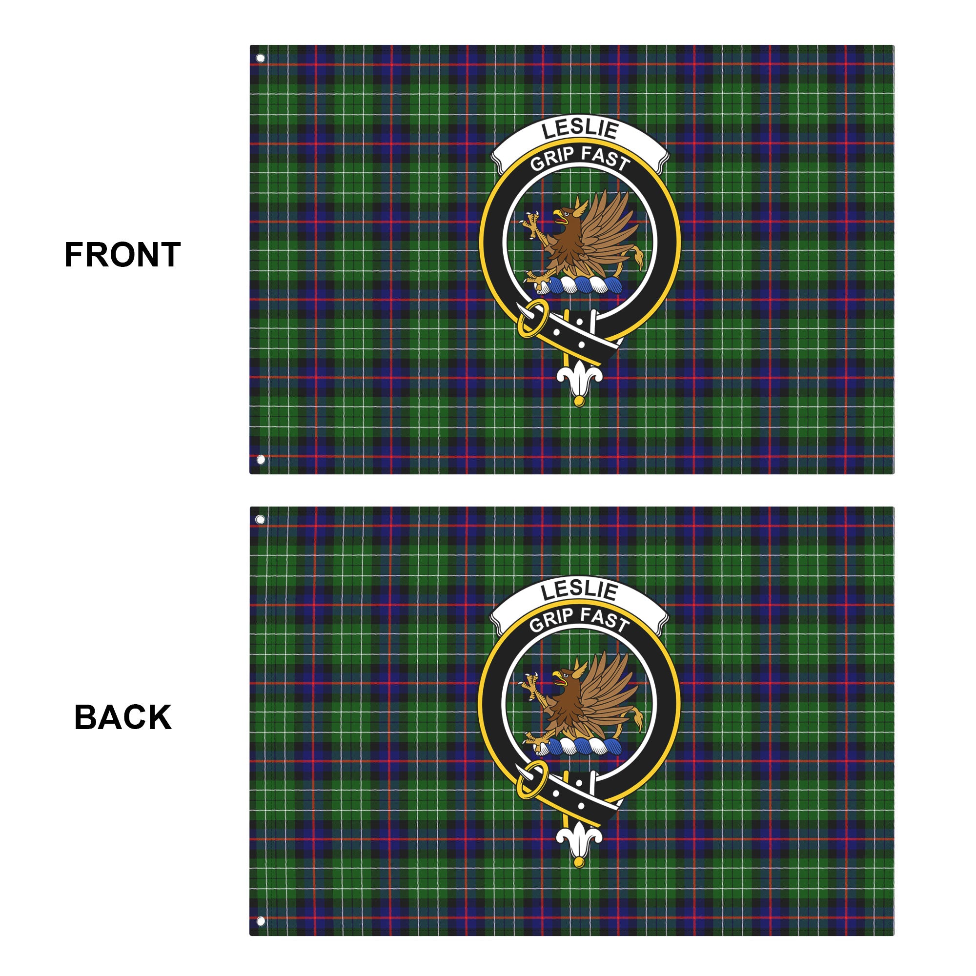 Leslie Hunting Tartan Crest House Flag