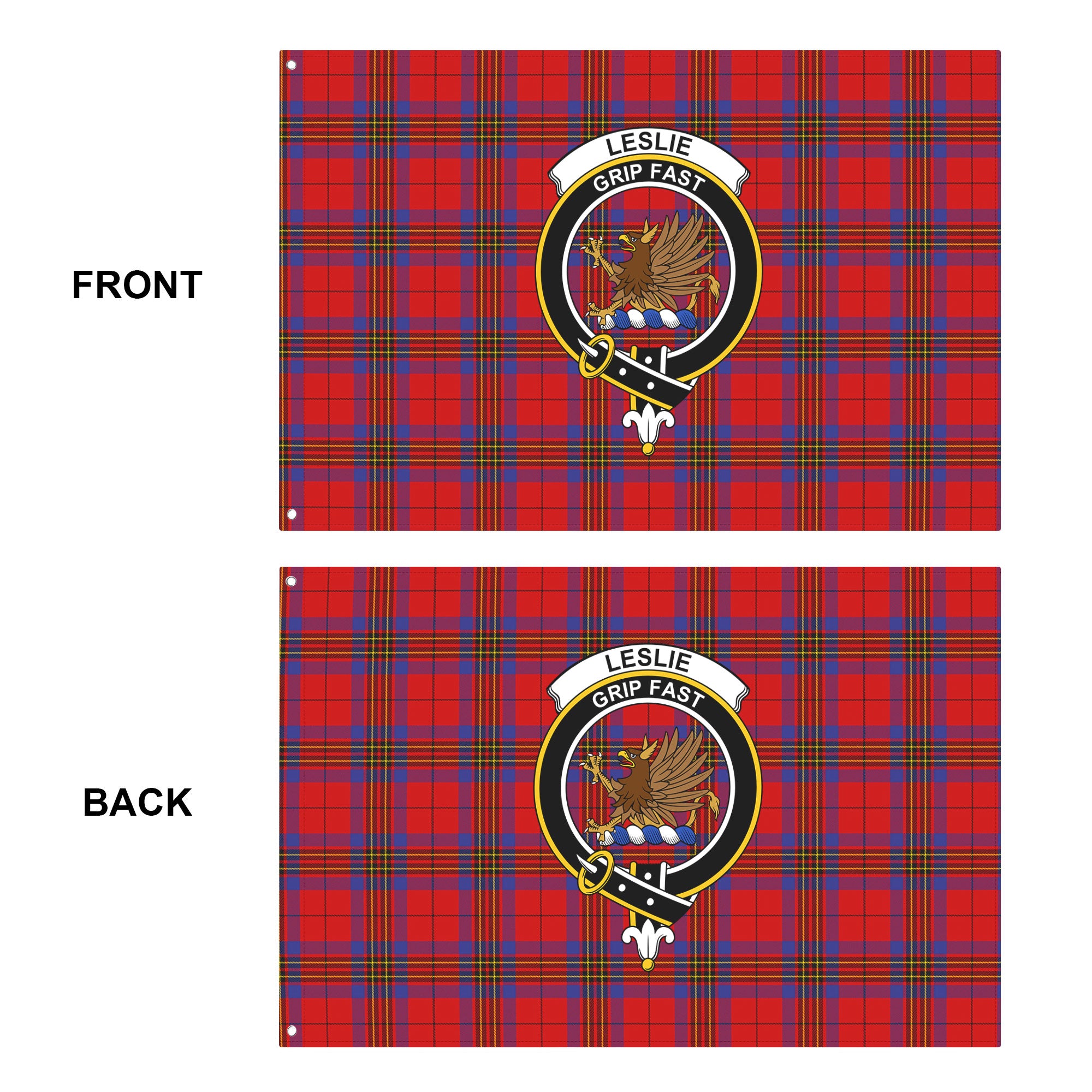 Leslie Modern Tartan Crest House Flag