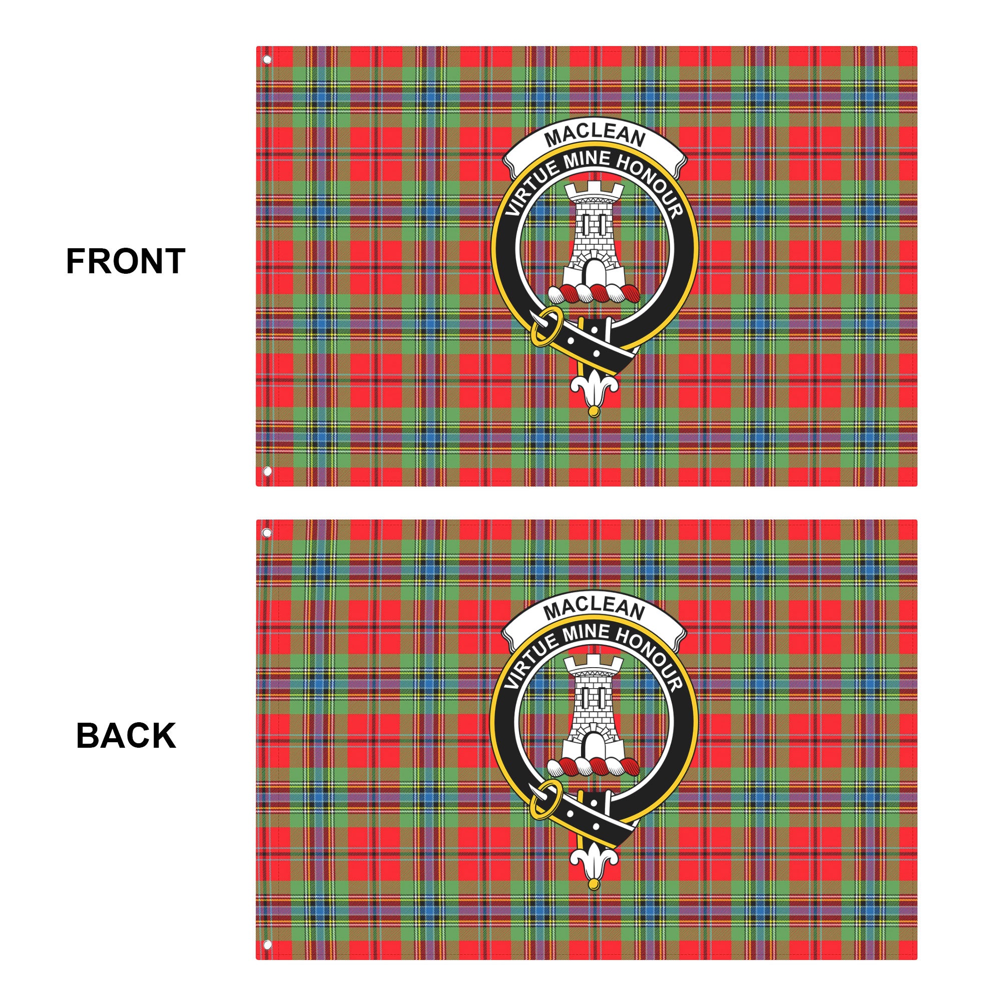 MacLean of Duart Modern Tartan Crest House Flag