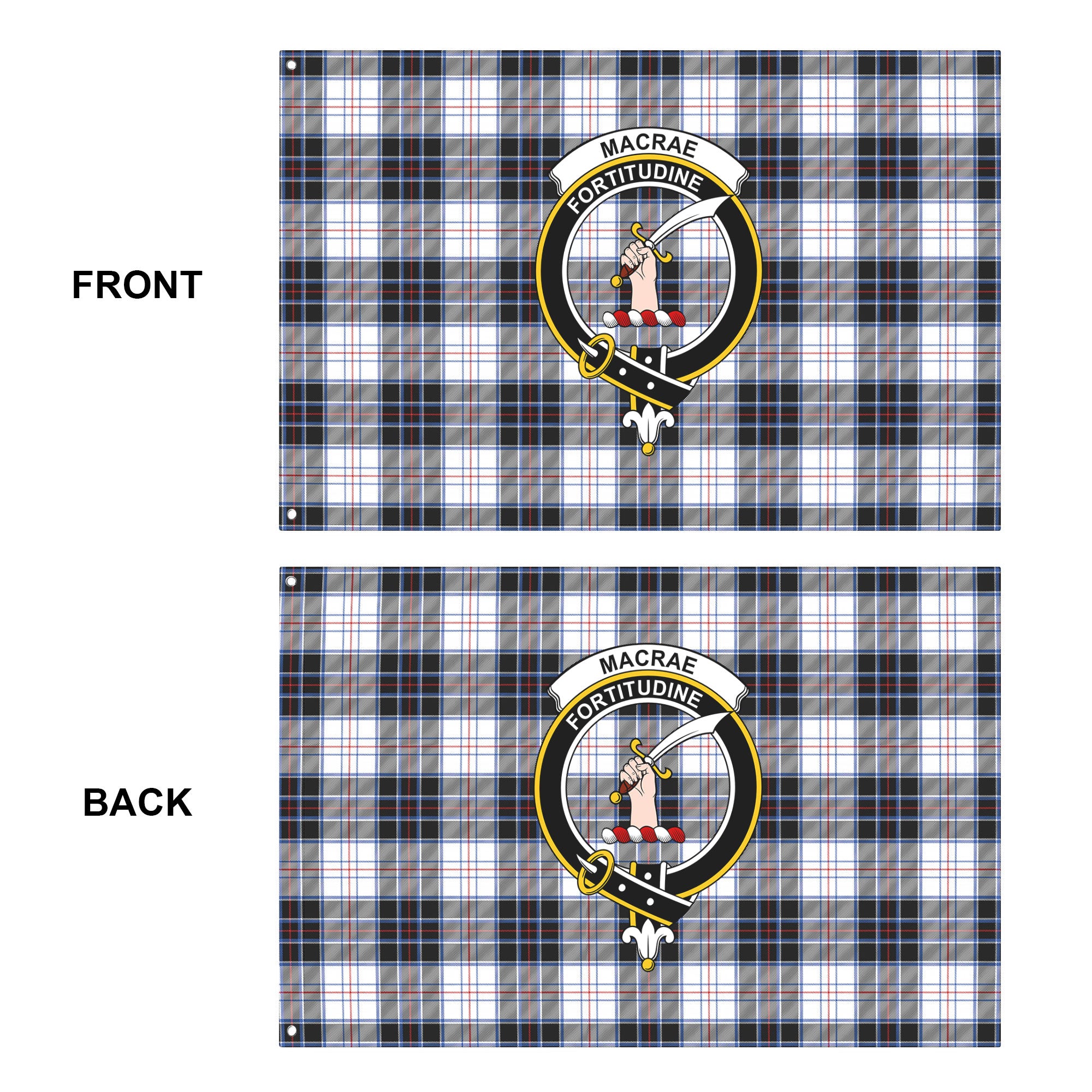 MacRae Dress Modern Tartan Crest House Flag