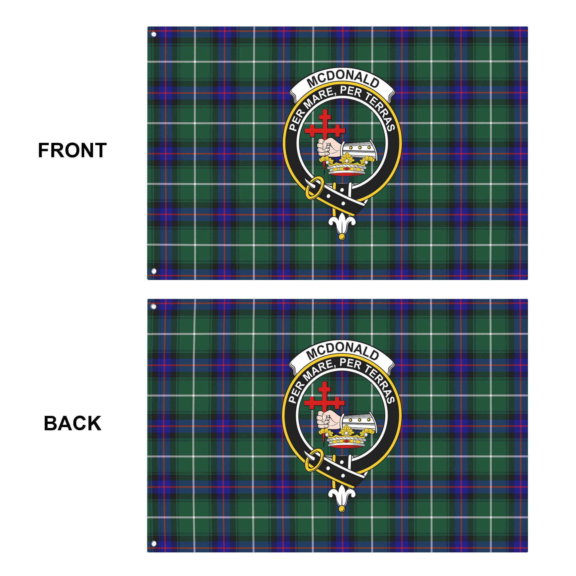 McDonald of the Isles Hunting Modern Tartan Crest House Flag