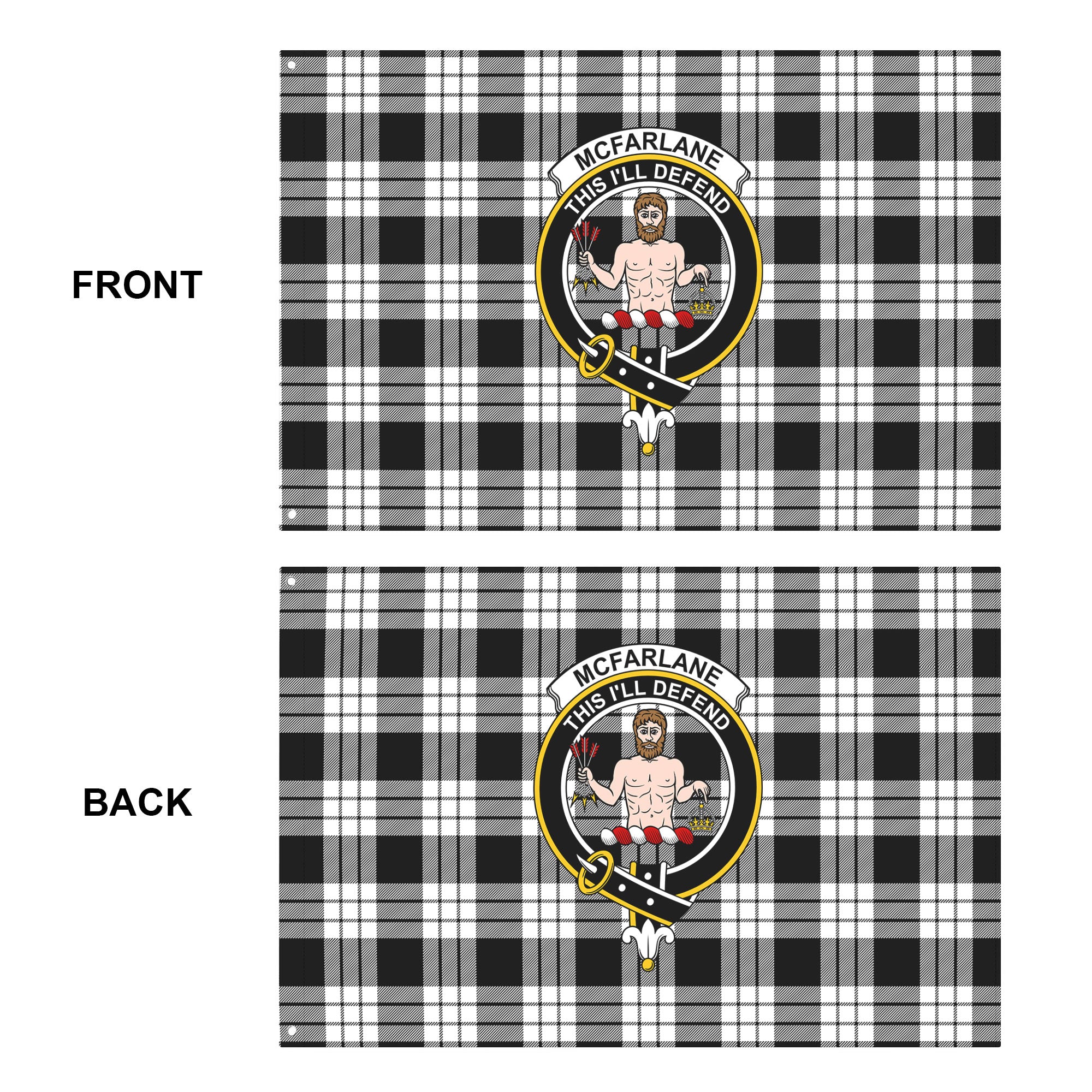 McFarlane Black - White Tartan Crest House Flag