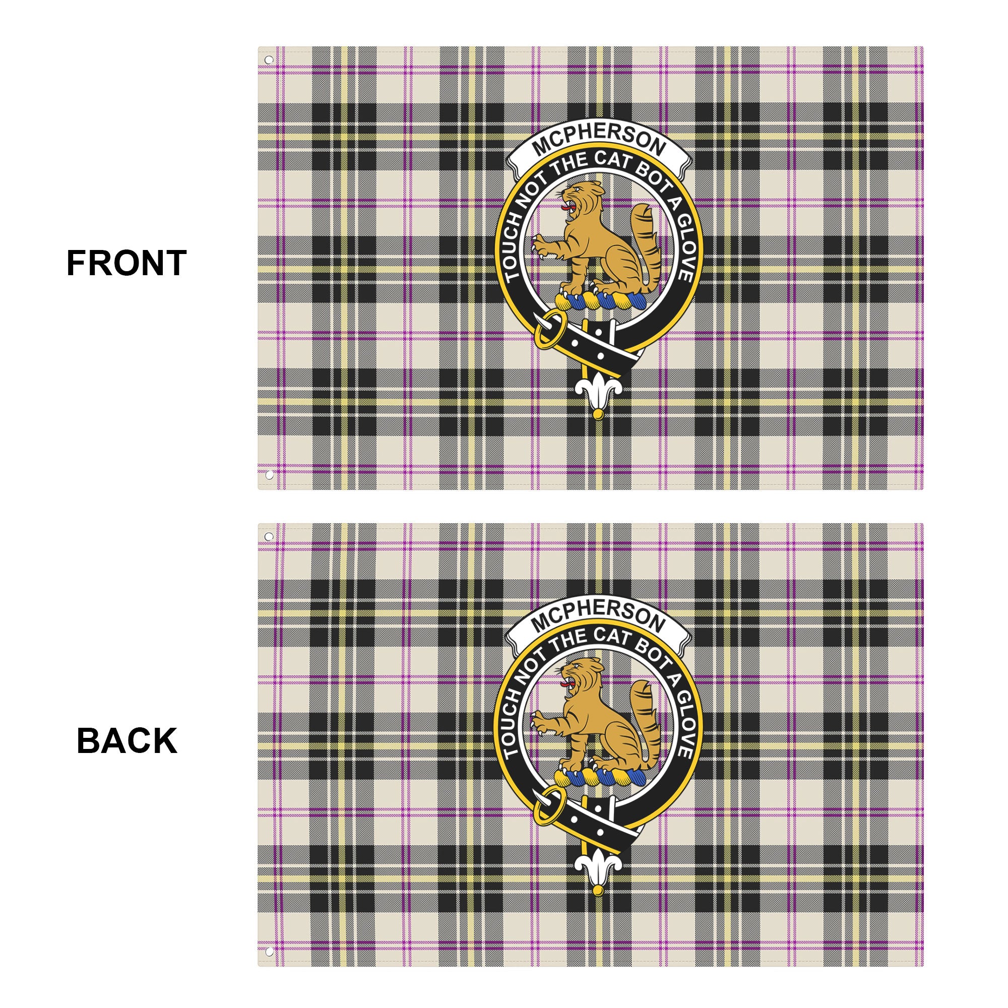 McPherson Dress Ancient Tartan Crest House Flag