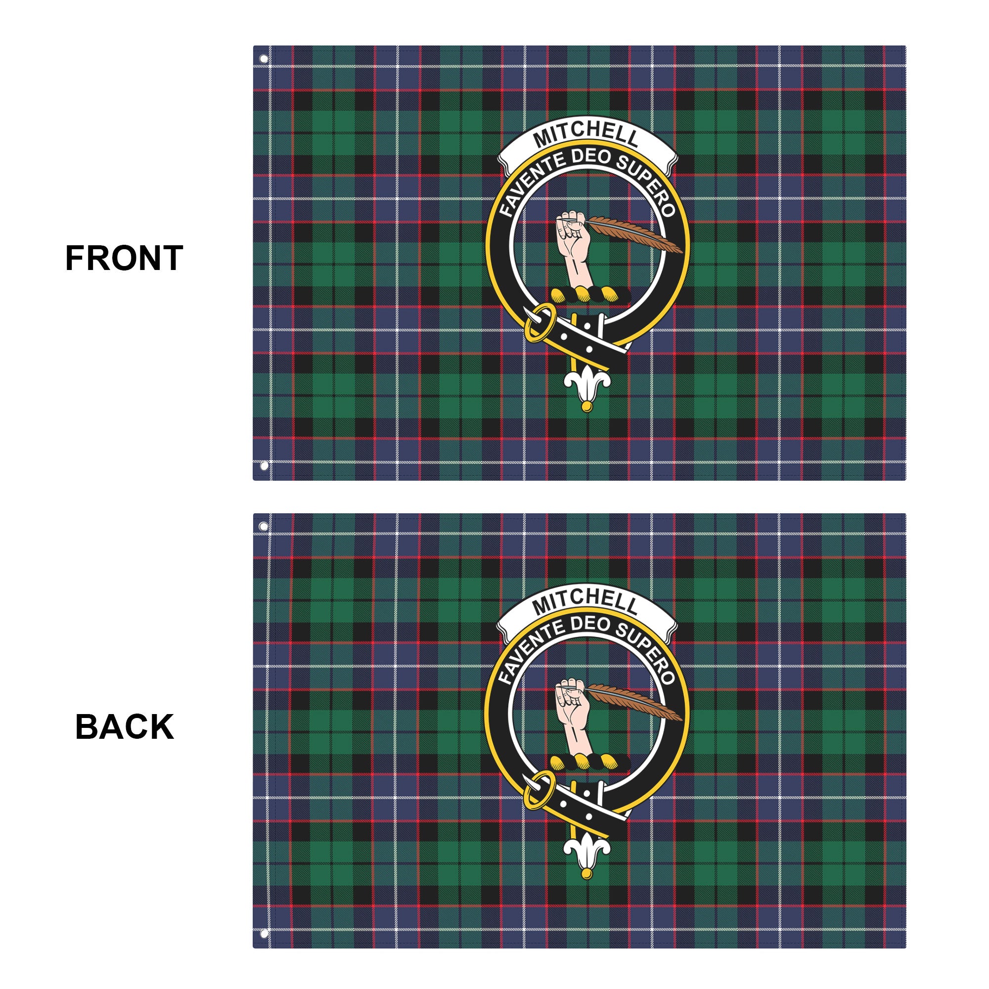 Mitchell Modern Tartan Crest House Flag