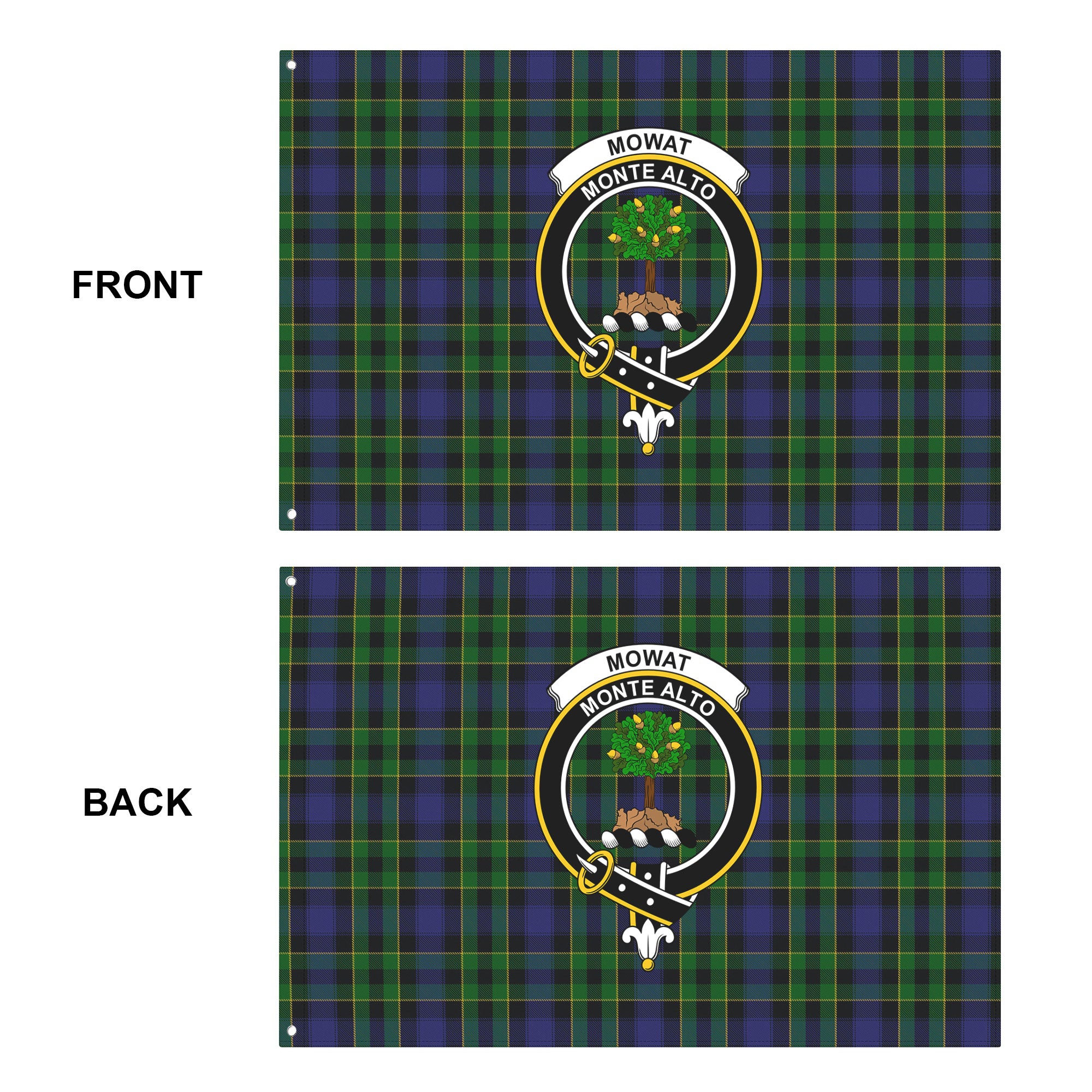 Mowat Modern Tartan Crest House Flag