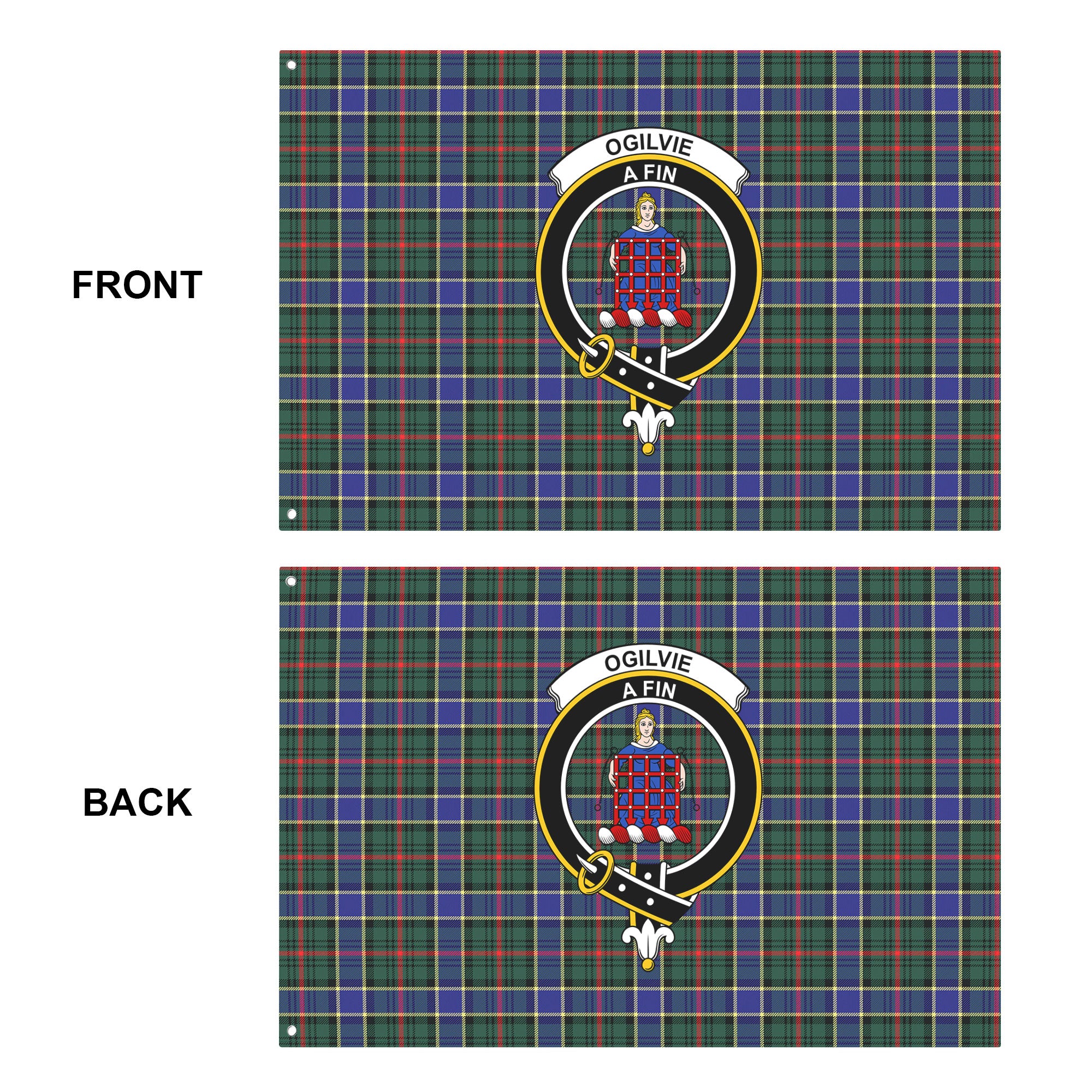 Ogilvie Hunting Modern Tartan Crest House Flag