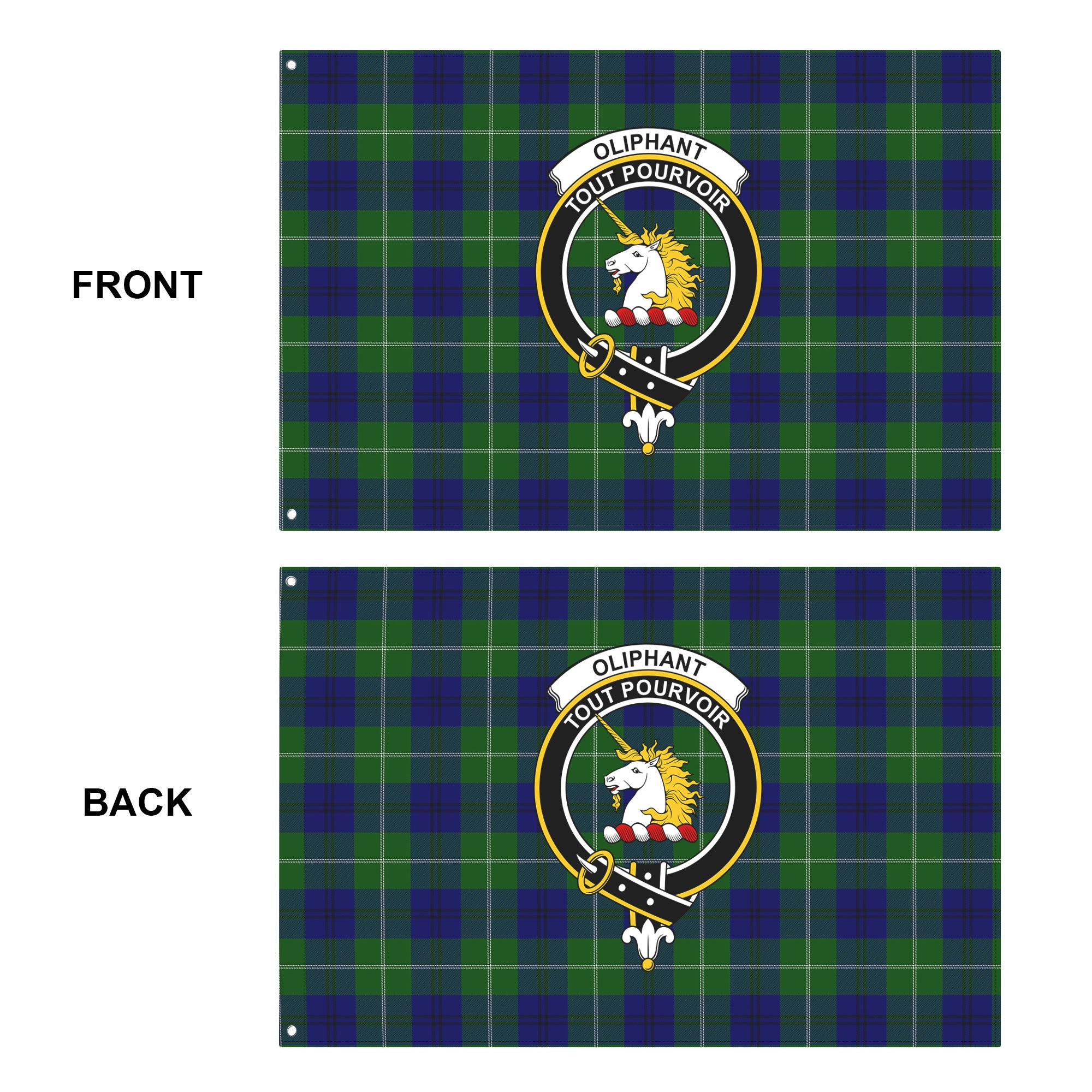 Oliphant Modern Tartan Crest House Flag