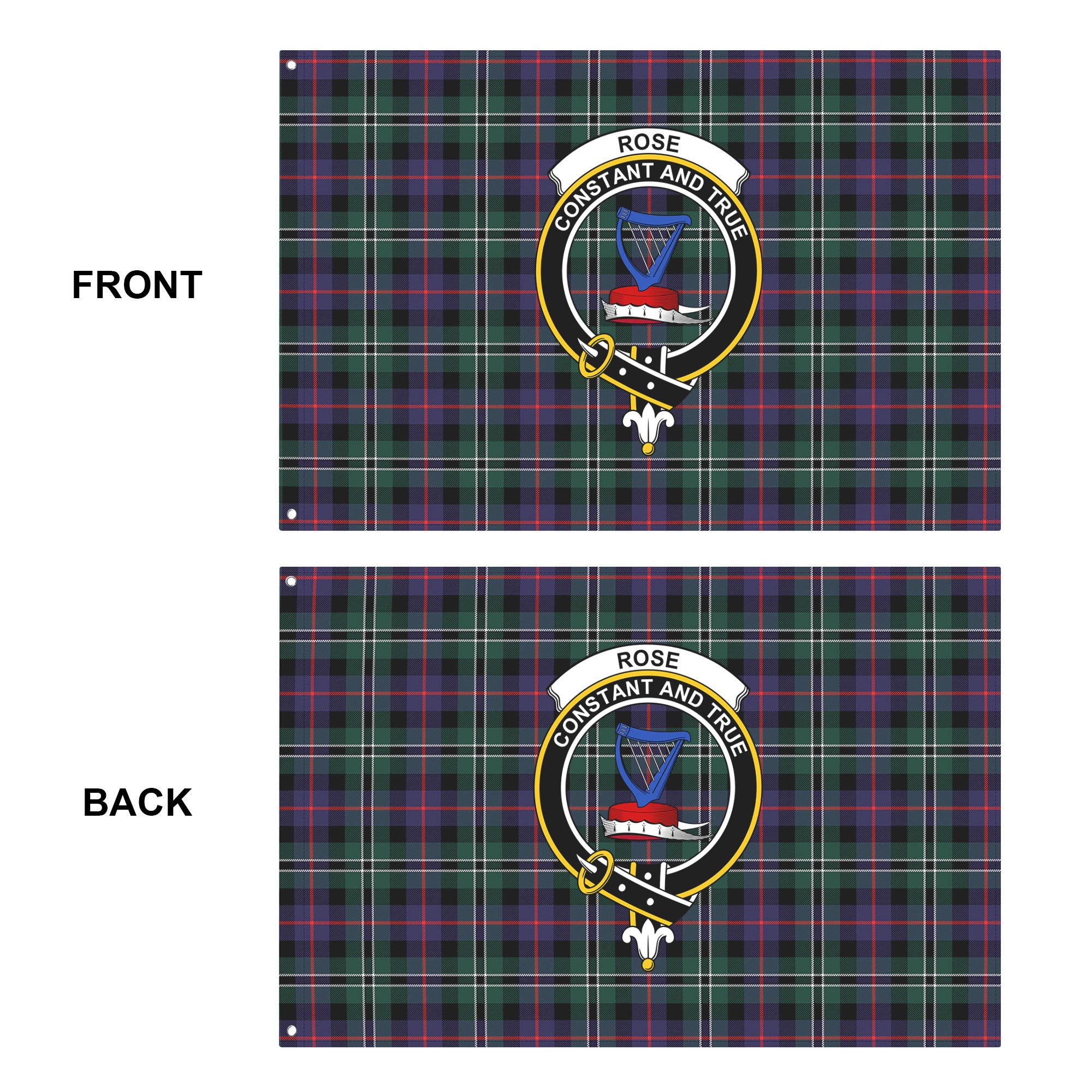 Rose Hunting Modern Tartan Crest House Flag