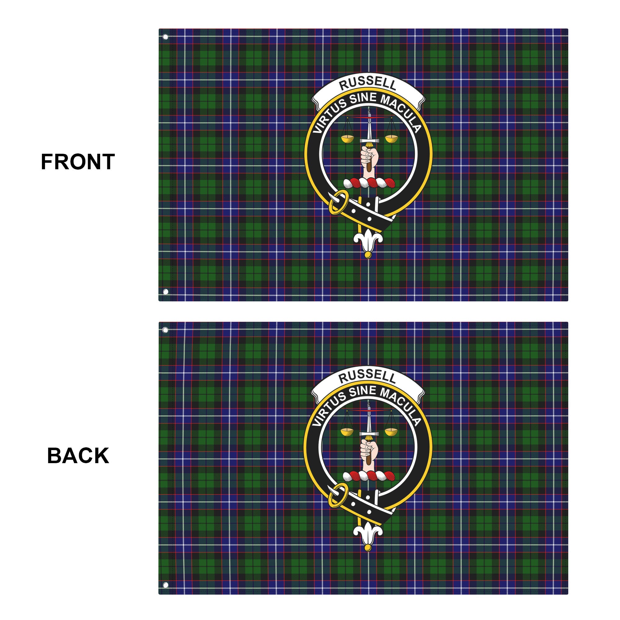 Russell Modern Tartan Crest House Flag