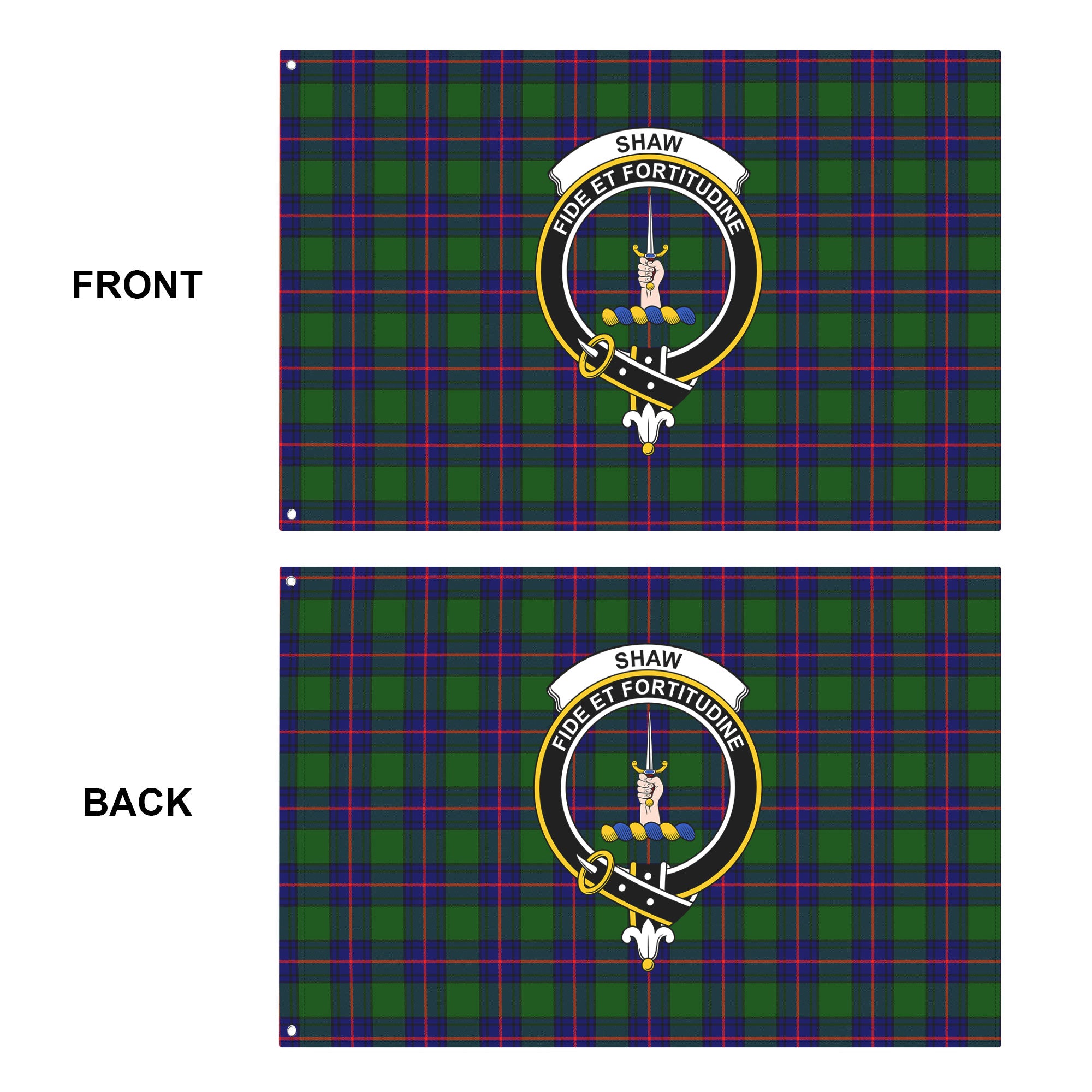 Shaw Modern Tartan Crest House Flag